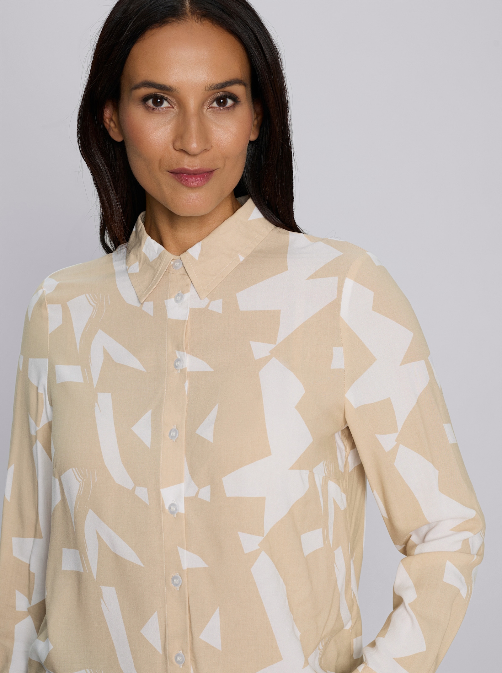 heine Hemdbluse mit Druckdessin - ecru-beige-bedruckt