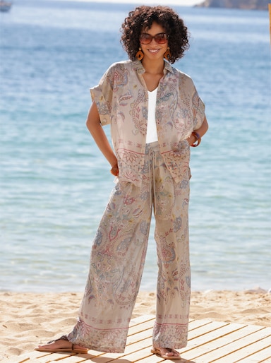 heine Druckbluse mit Seitenschlitzen - elfenbein-bedruckt