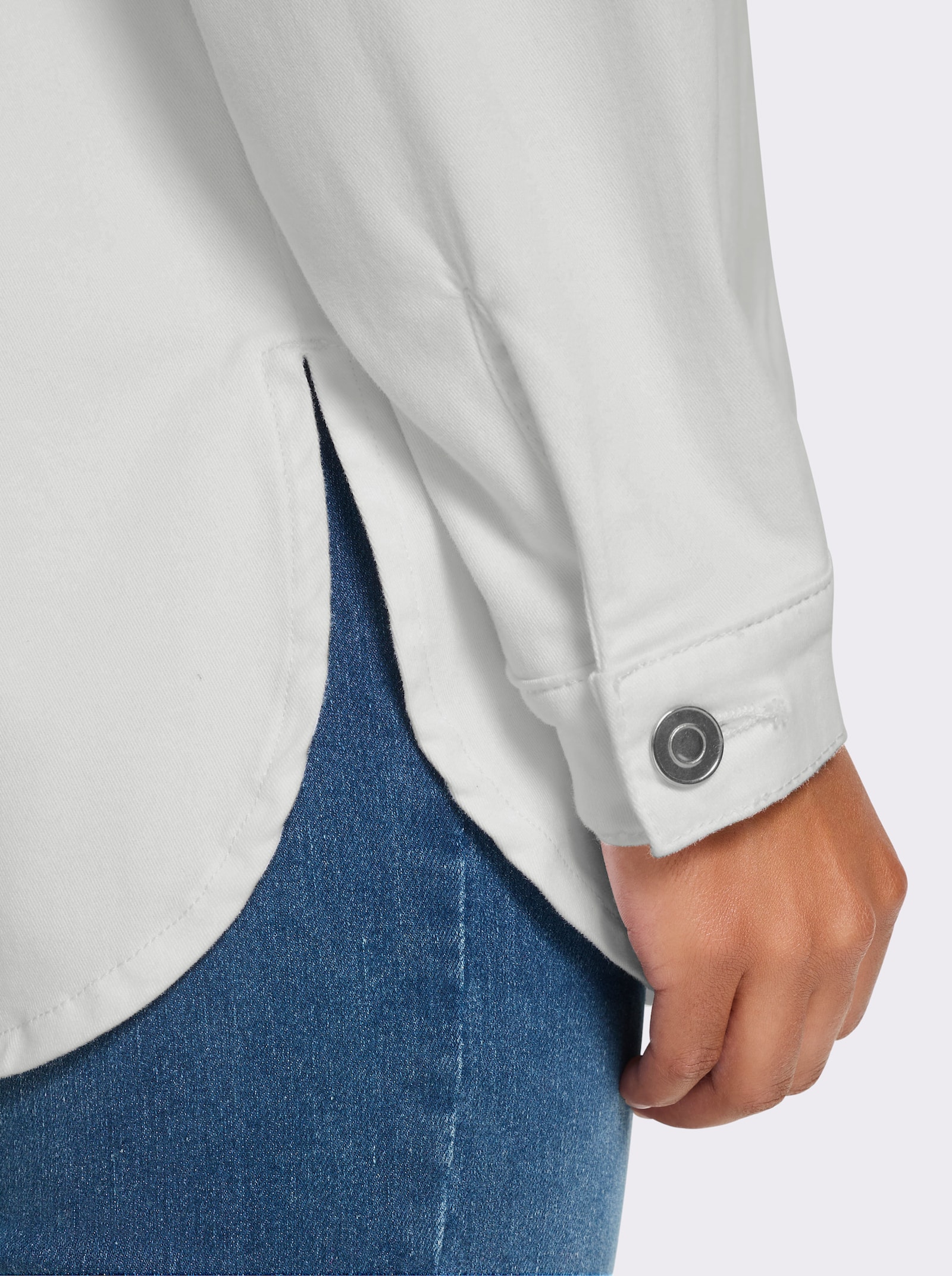 heine Jeansbluse mit Seitenschlitzen - ecru