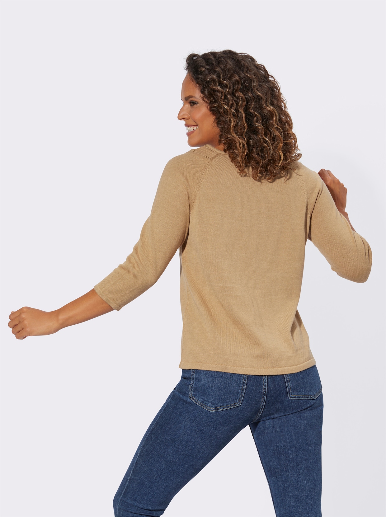 Pullover met 3/4-mouwen - camel