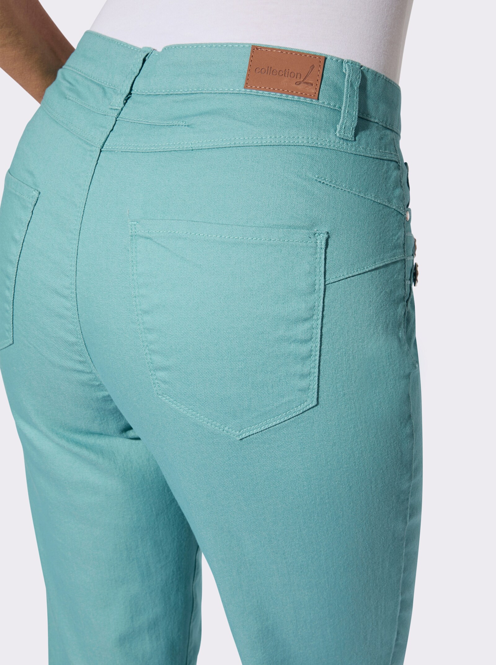5-Pocket-Jeans mit Biesenverzierung - ozean