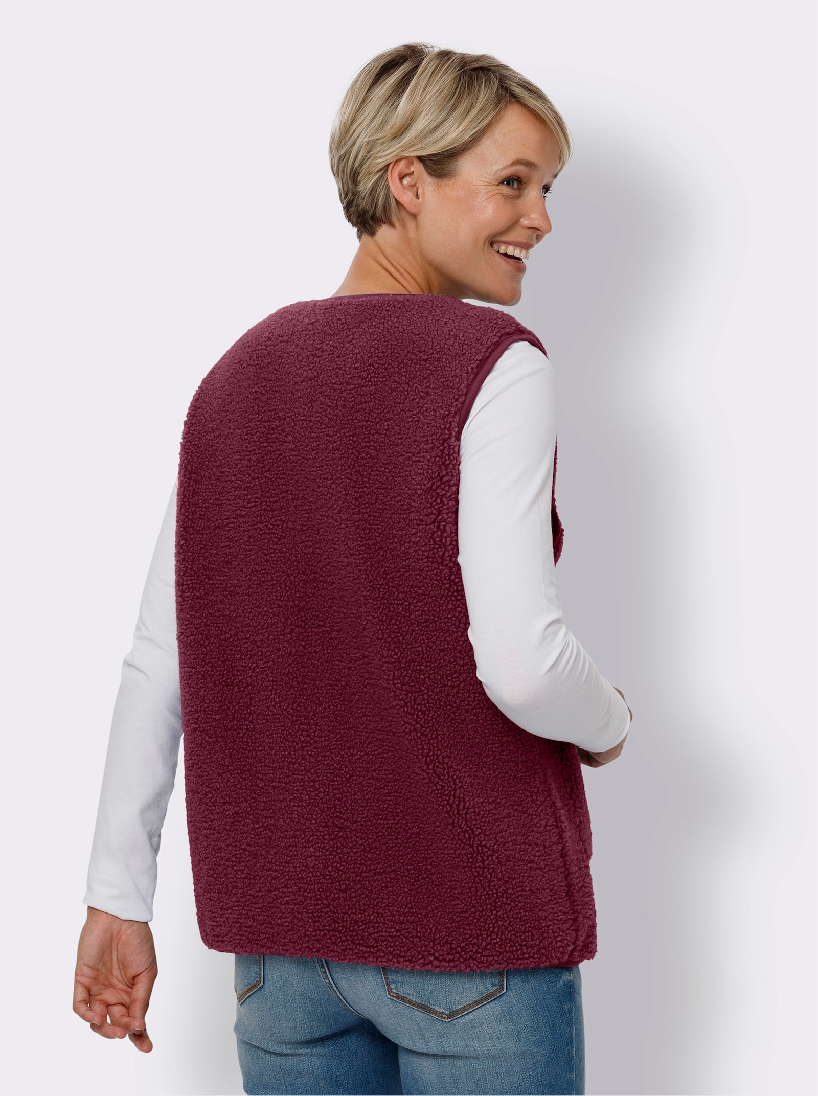 Fleeceväst med knappar - malva