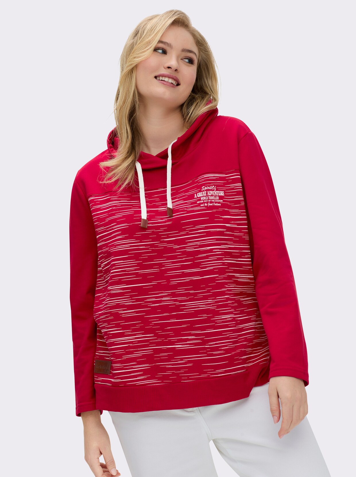 Sweatshirt aus innen angerautem Baumwoll-Mix - rot-bedruckt