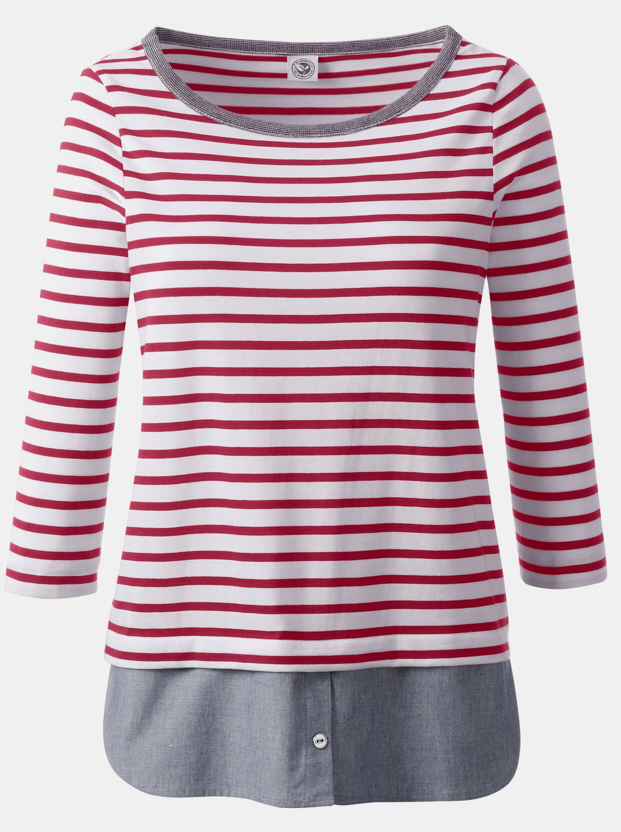 2-in-1-shirt - wit/rood gestreept