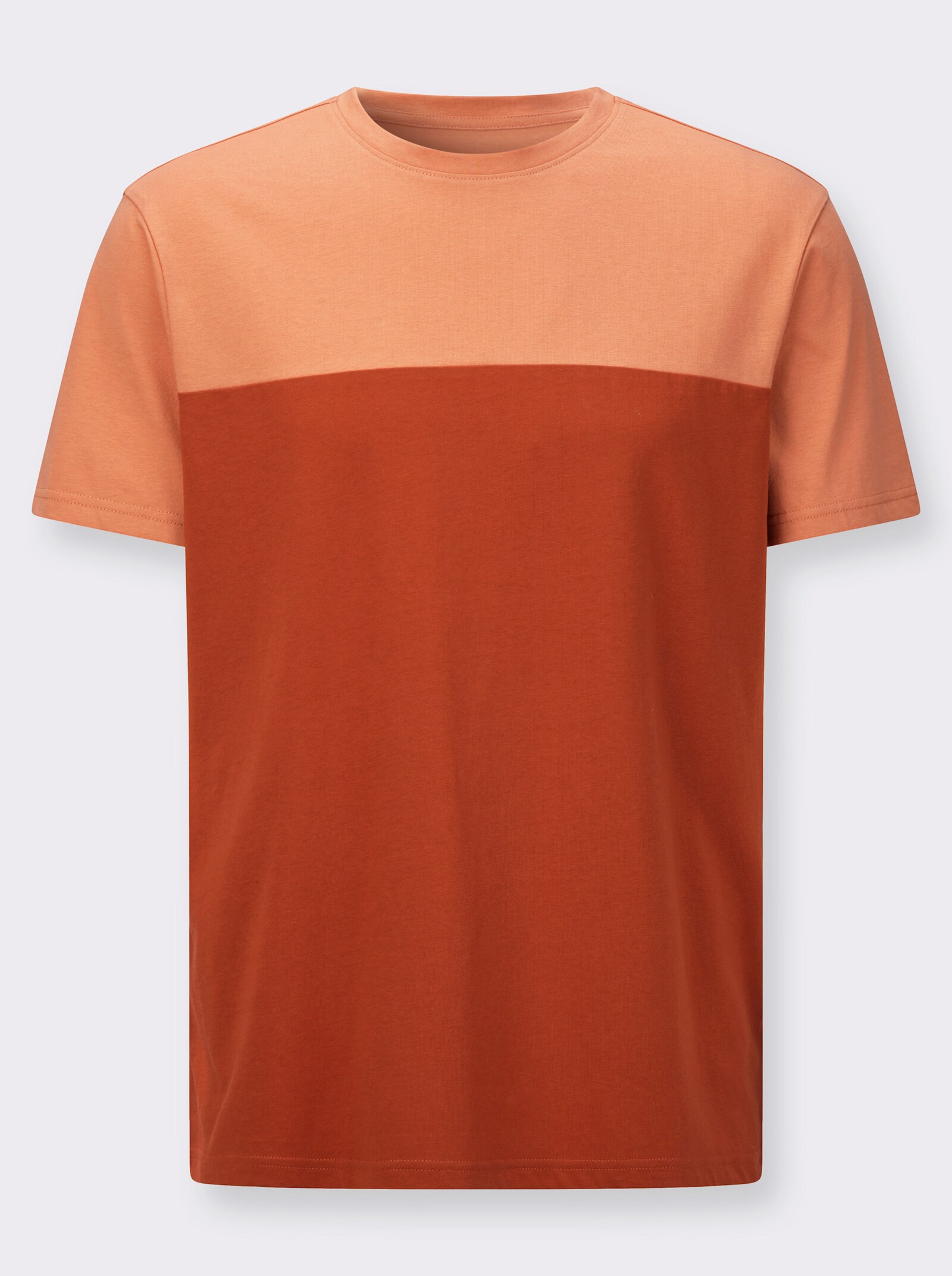 Kurzarmshirt mit Colour-Blocking - papaya-rostrot