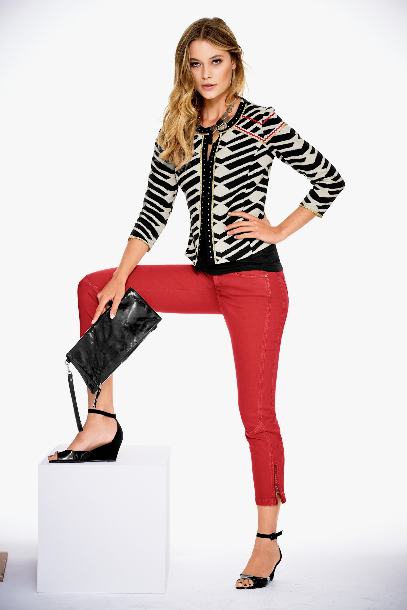 heine Röhrenhose mit Bauchweg-Einsatz vorn - hibiskus