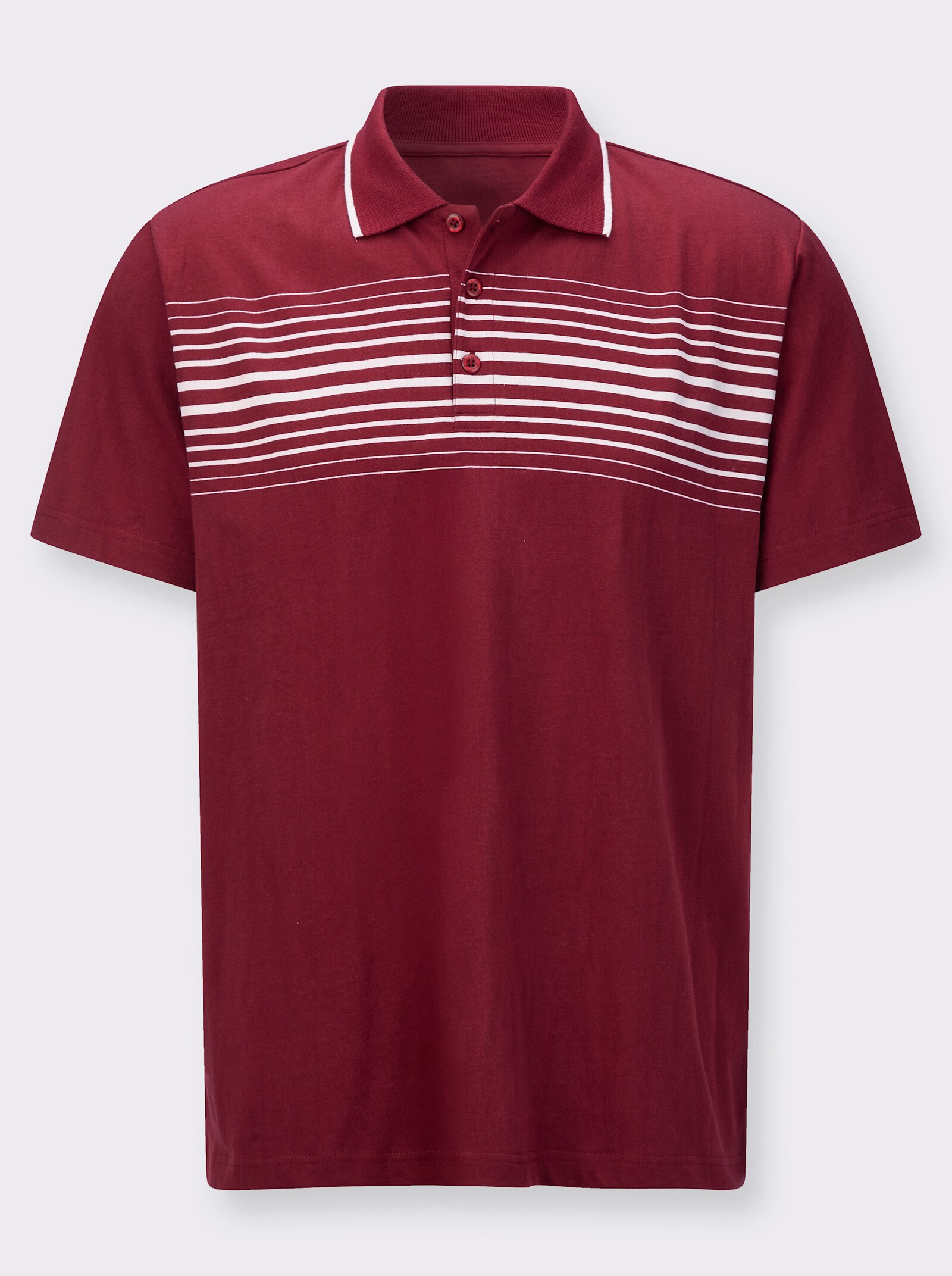 Poloshirt mit schmalen Kontraststreifen - dunkelrot