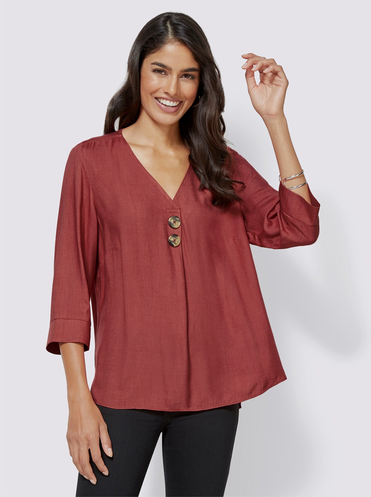 Comfortabele blouse - roestrood