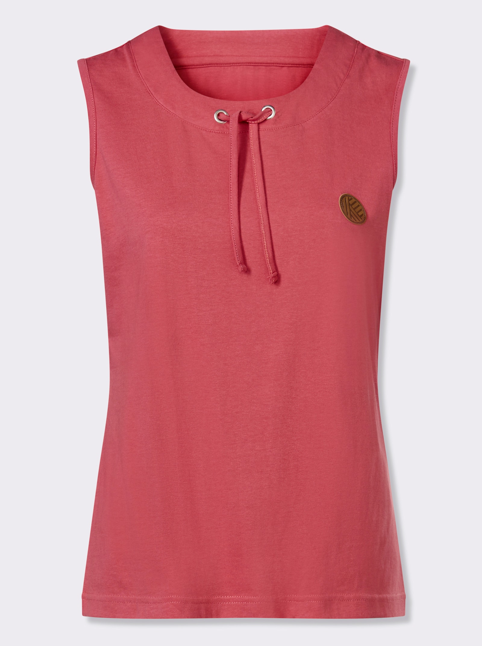 Shirttop mit Bindeband am Ausschnitt - grapefruit