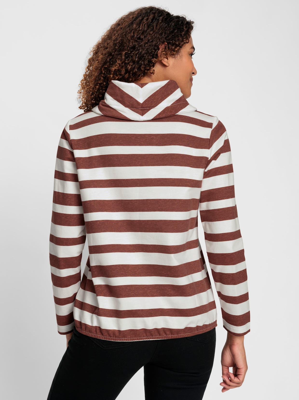 Sweatshirt - rotbraun-ecru-geringelt