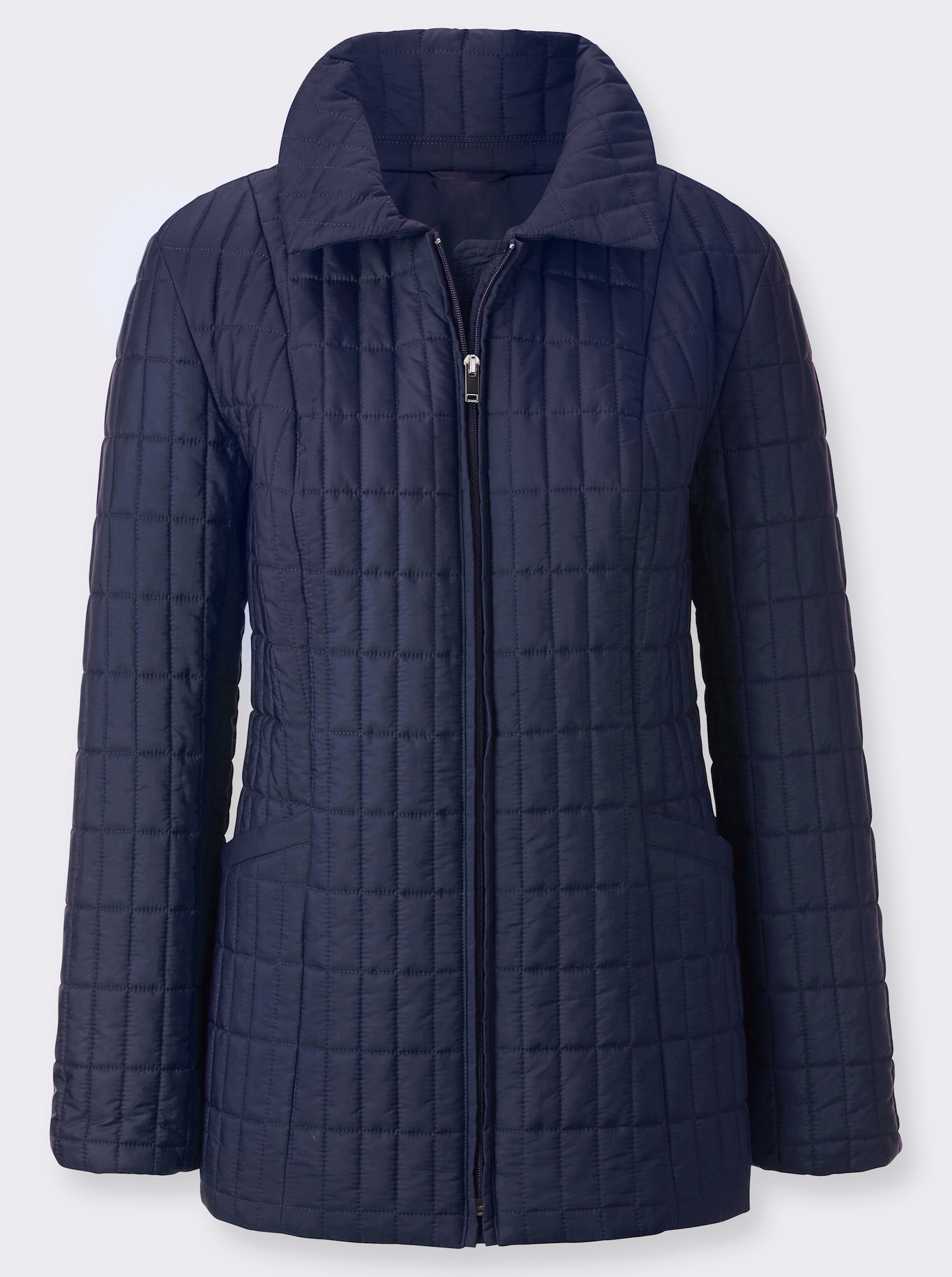 Gewatteerde jas met binnenzak met knoop - marine
