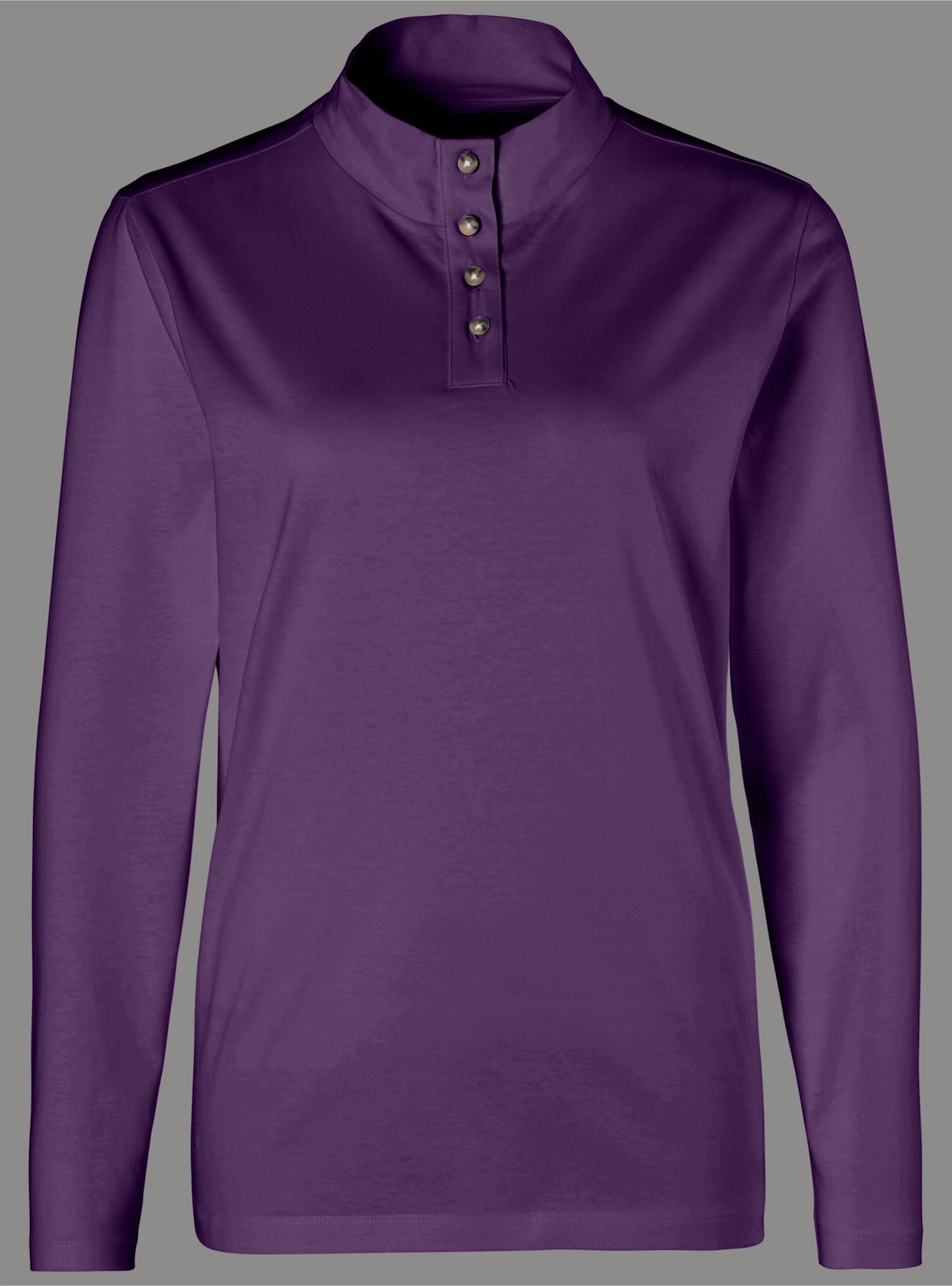 Shirt met opstaande kraag - prune