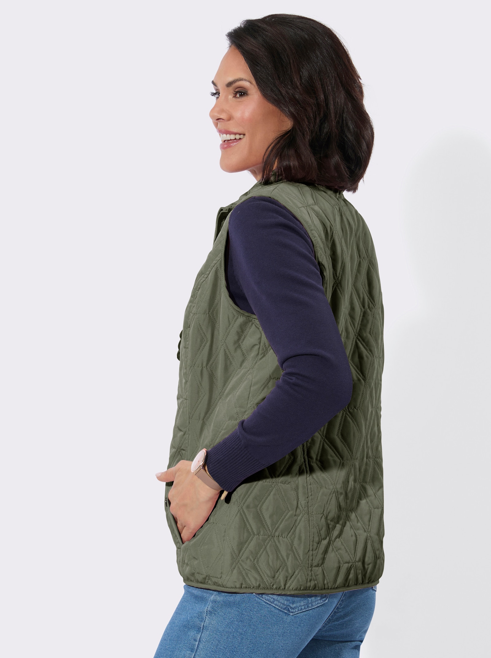 Steppweste mit wärmendem Fleecefutter - khaki