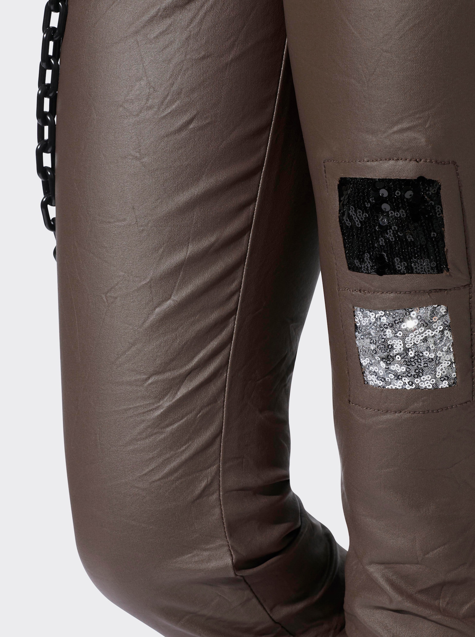 heine Hose mit Pailletten-Verzierung - schoko