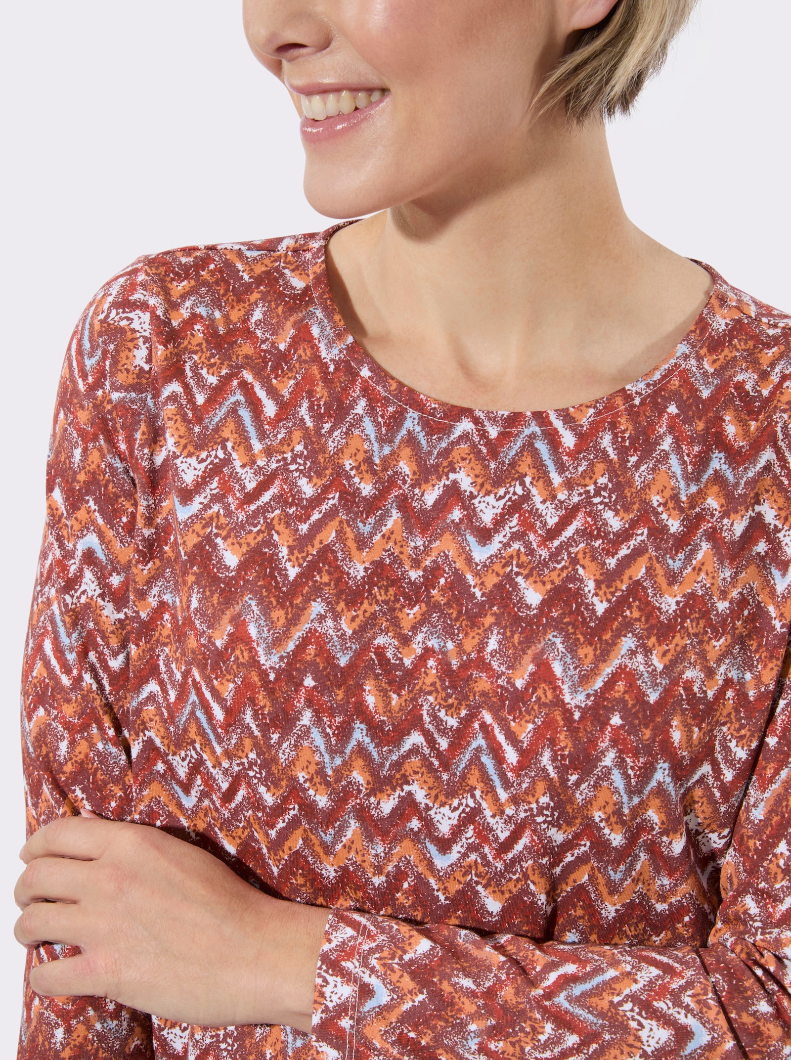 Shirt mit Grafik-Muster - rotbraun-papaya-bedruckt