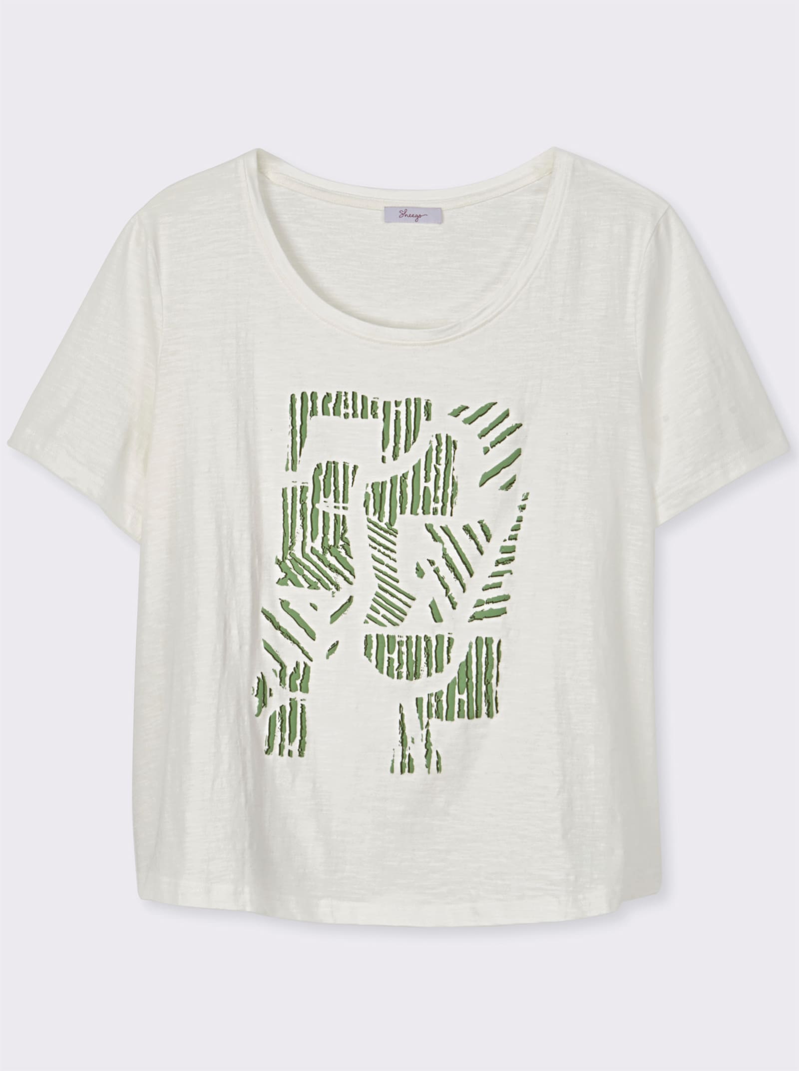 sheego Shirt met ronde hals en abstracte print voor - ecru