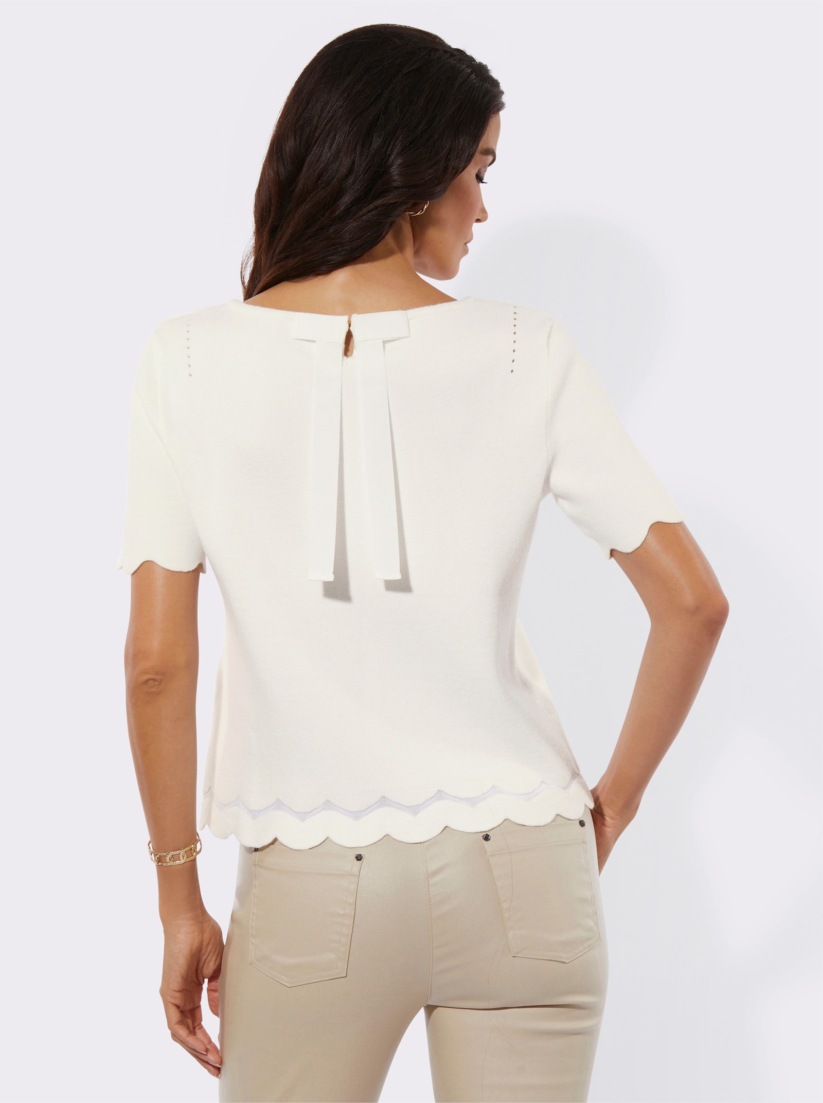 Pull avec détails ajourés - écru