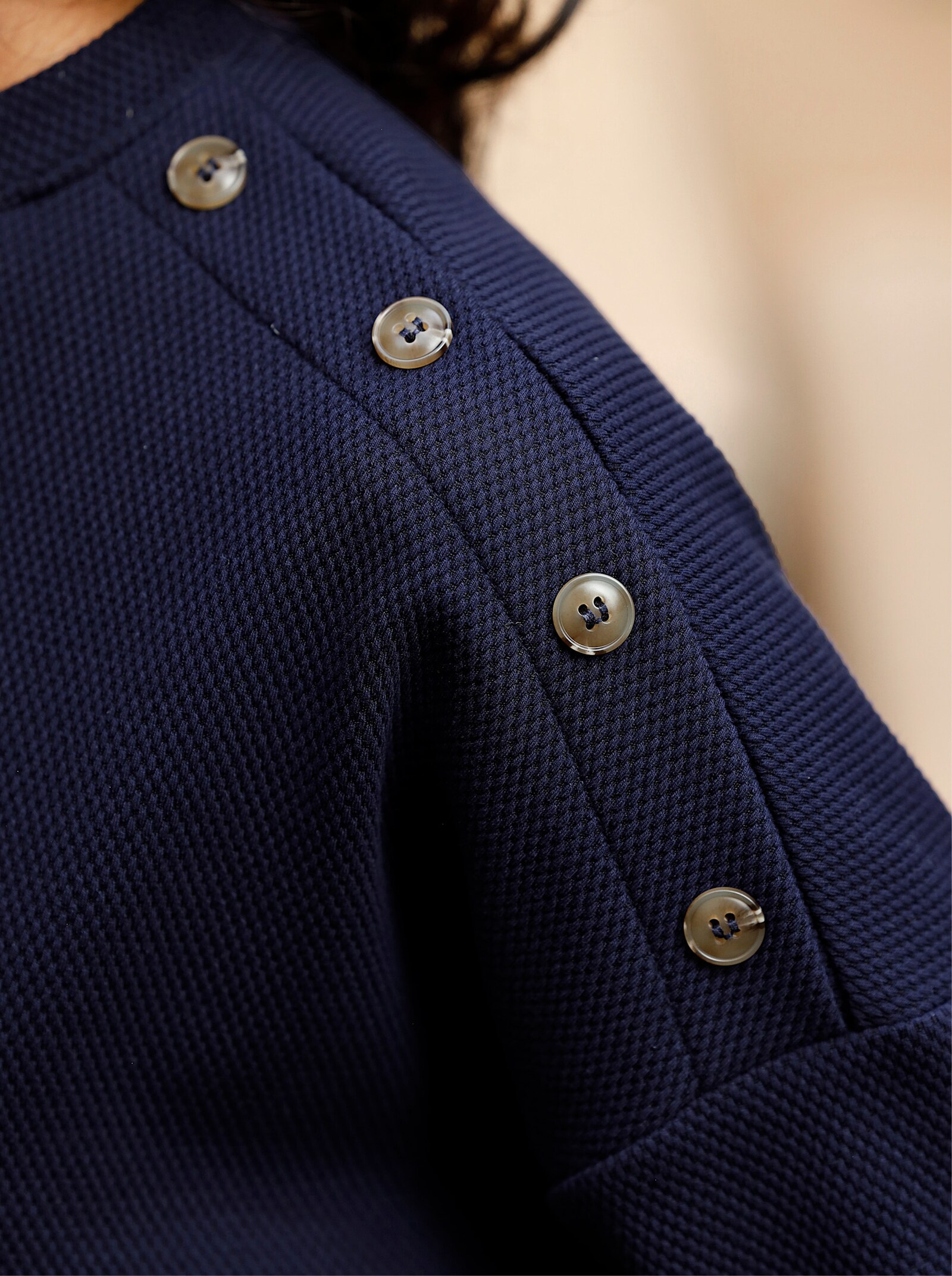 heine Langarmshirt mit Waffelstruktur - marine