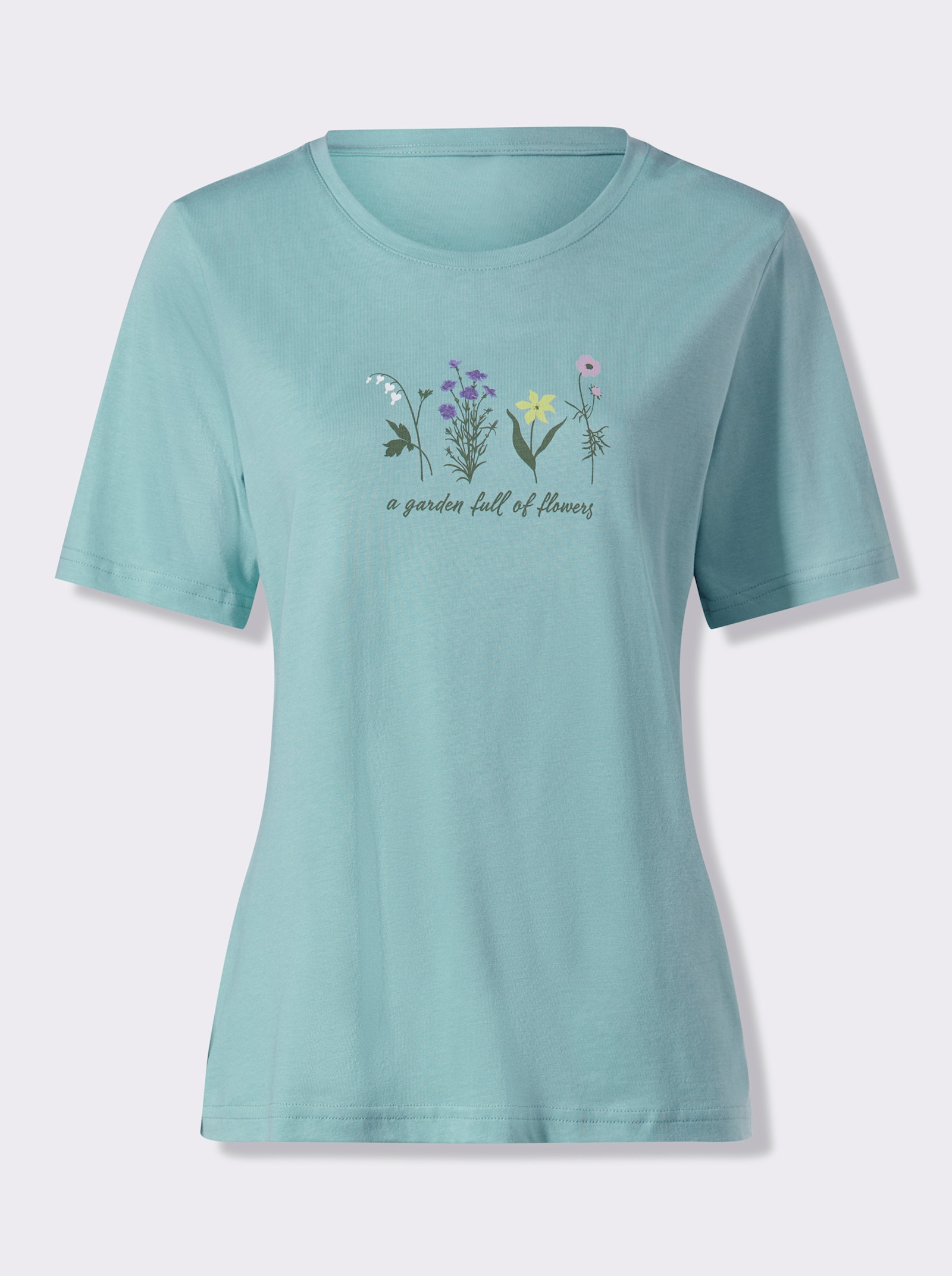 Rundhalsshirt mit platziertem Druck - mint-bedruckt