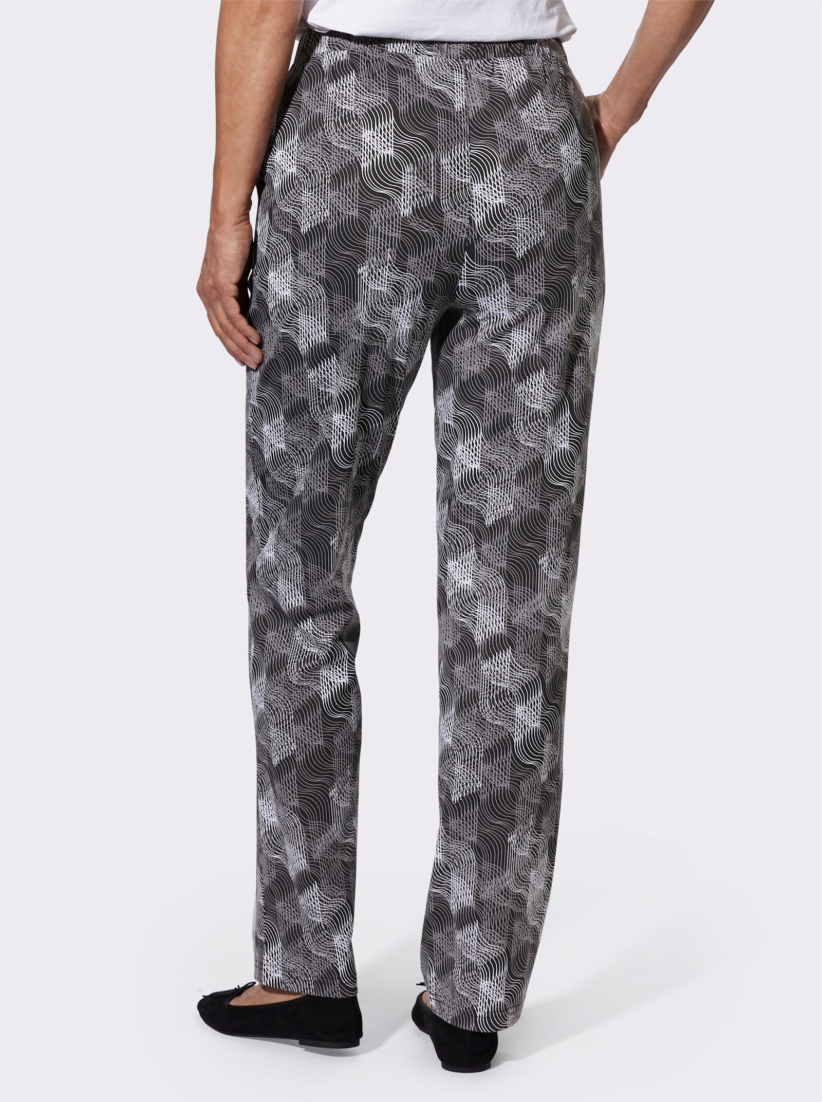 Vrijetijdsbroek van puur katoen - zwart/grijs geprint