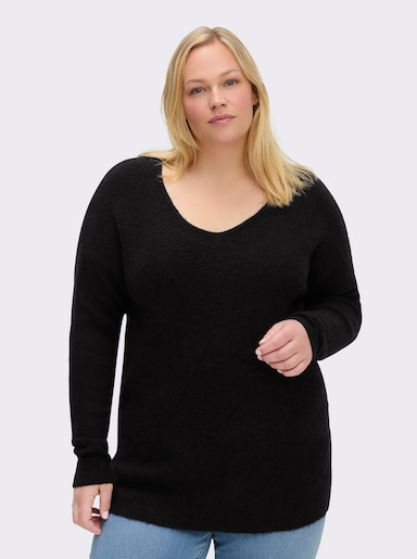 sheego Pullover - tiefblau-meliert