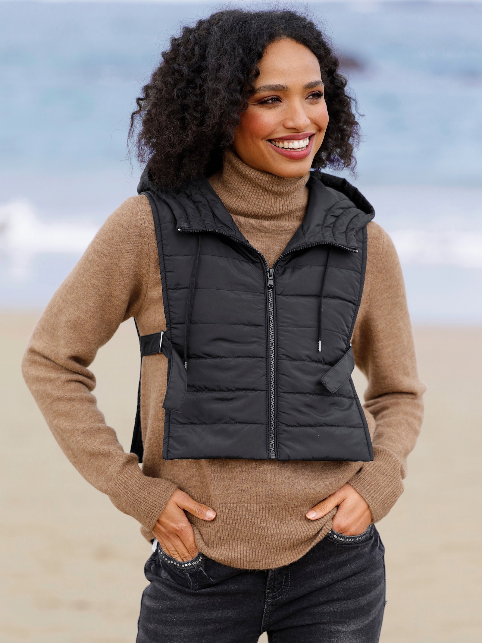 heine Kurzmantel mit herausnehmbarer Weste - schwarz