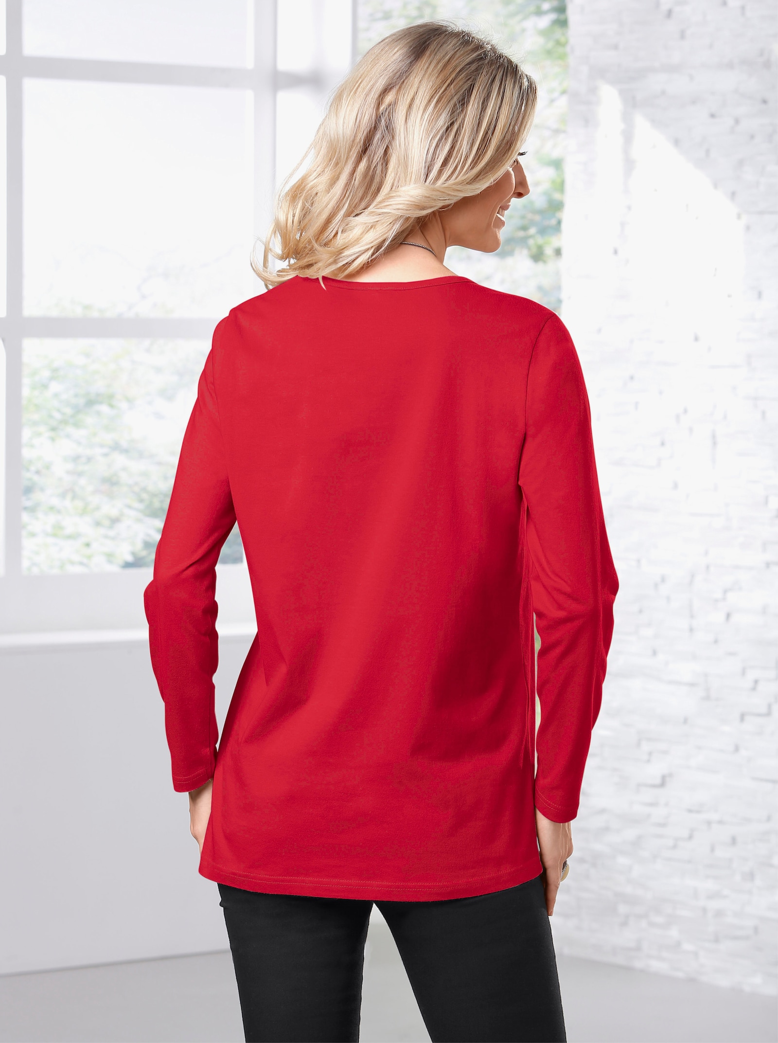 Shirt in wijd model met lange mouwen - rood