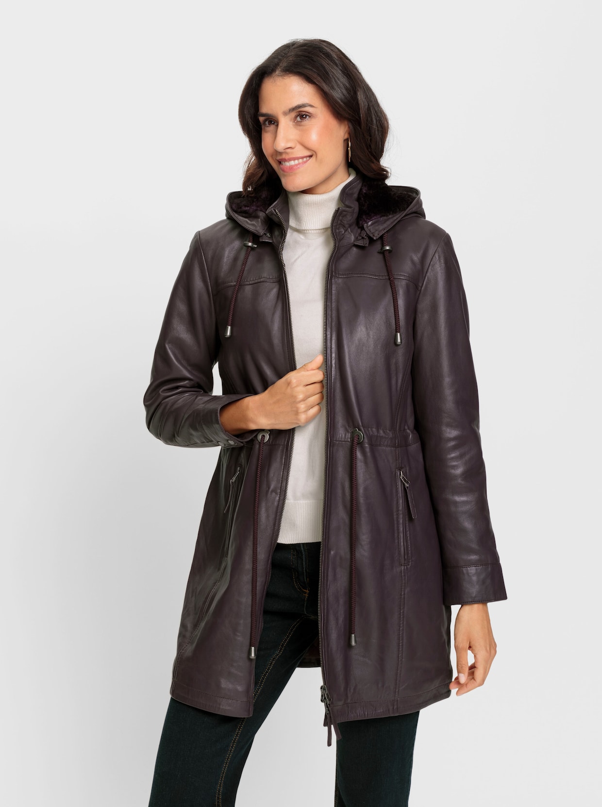 Mainpol Leder-Jacke - aubergine