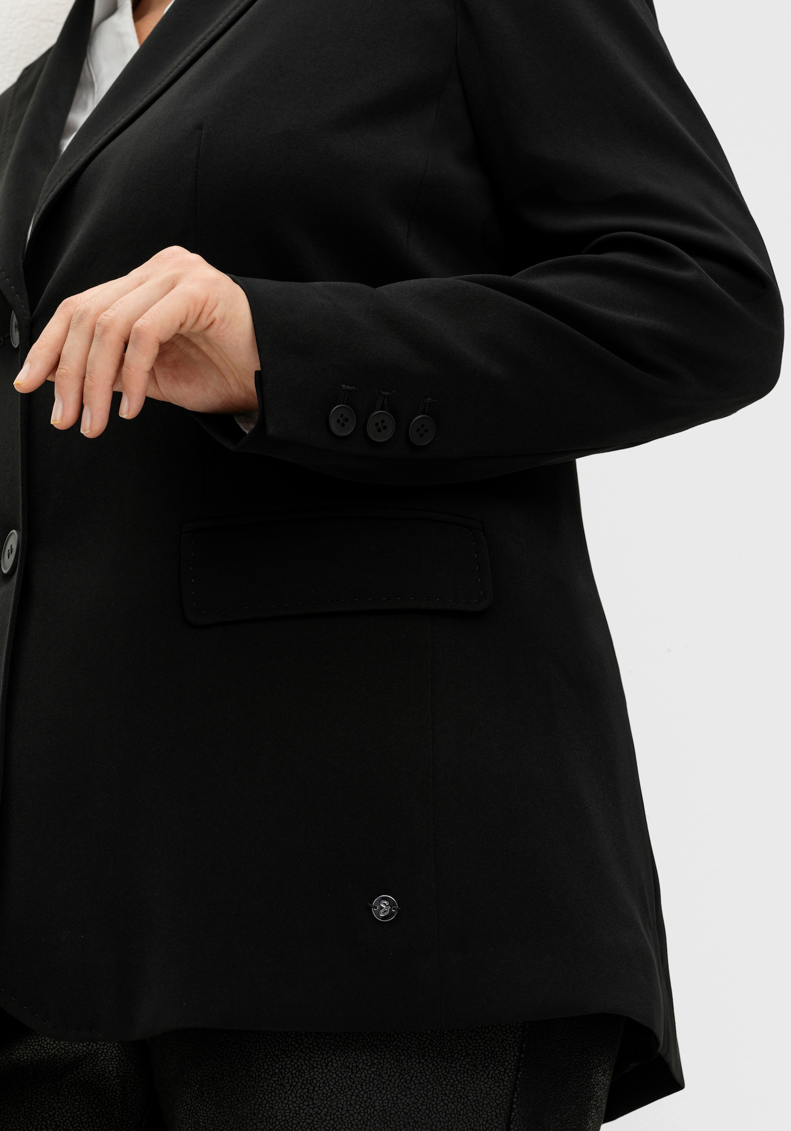 sheego Blazer mit Reverskragen - schwarz