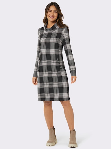 Jerseykleid im Jacquard-Karomuster - graphit-kariert