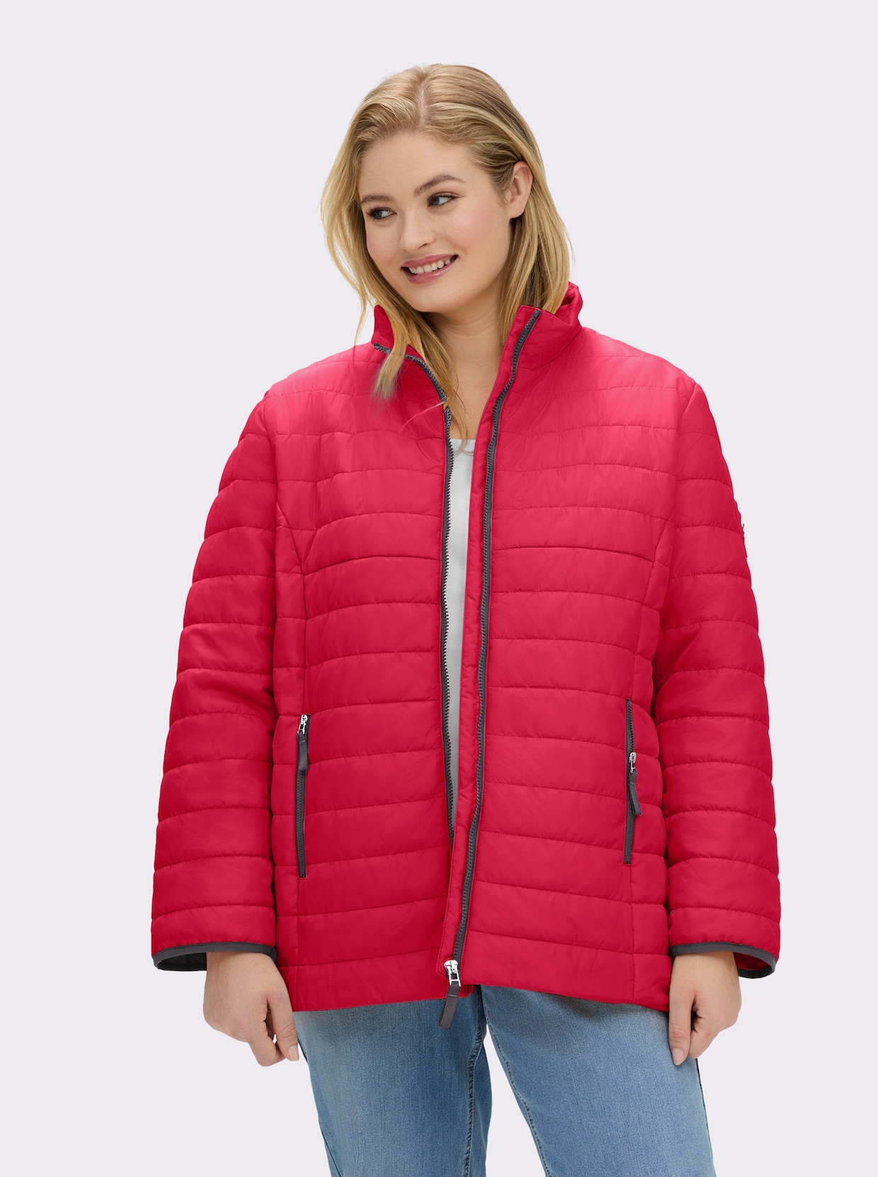 Steppjacke mit kontrastfarbenen Akzenten - rot