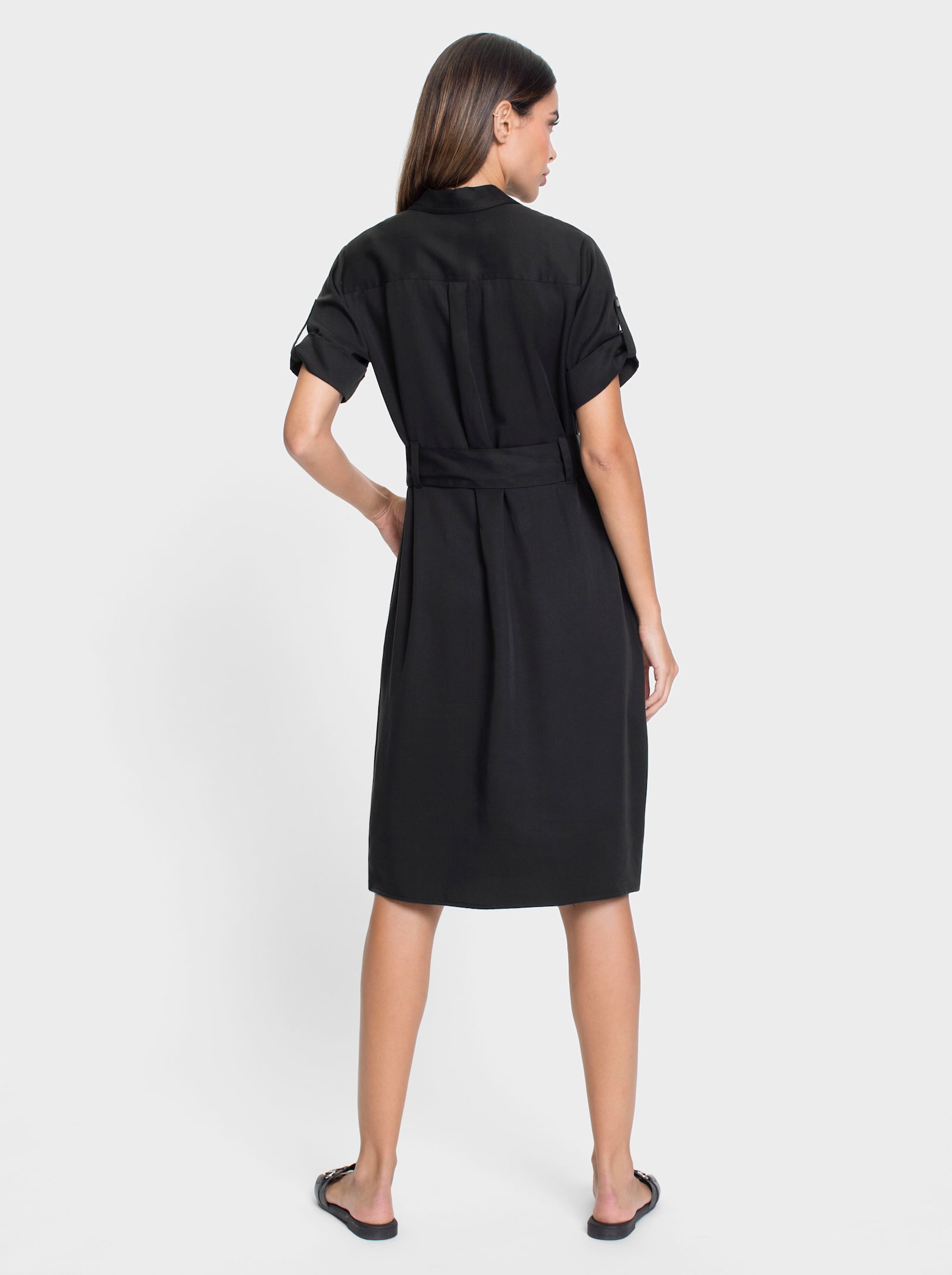 heine Hemdblusenkleid mit Stoffgürtel - schwarz