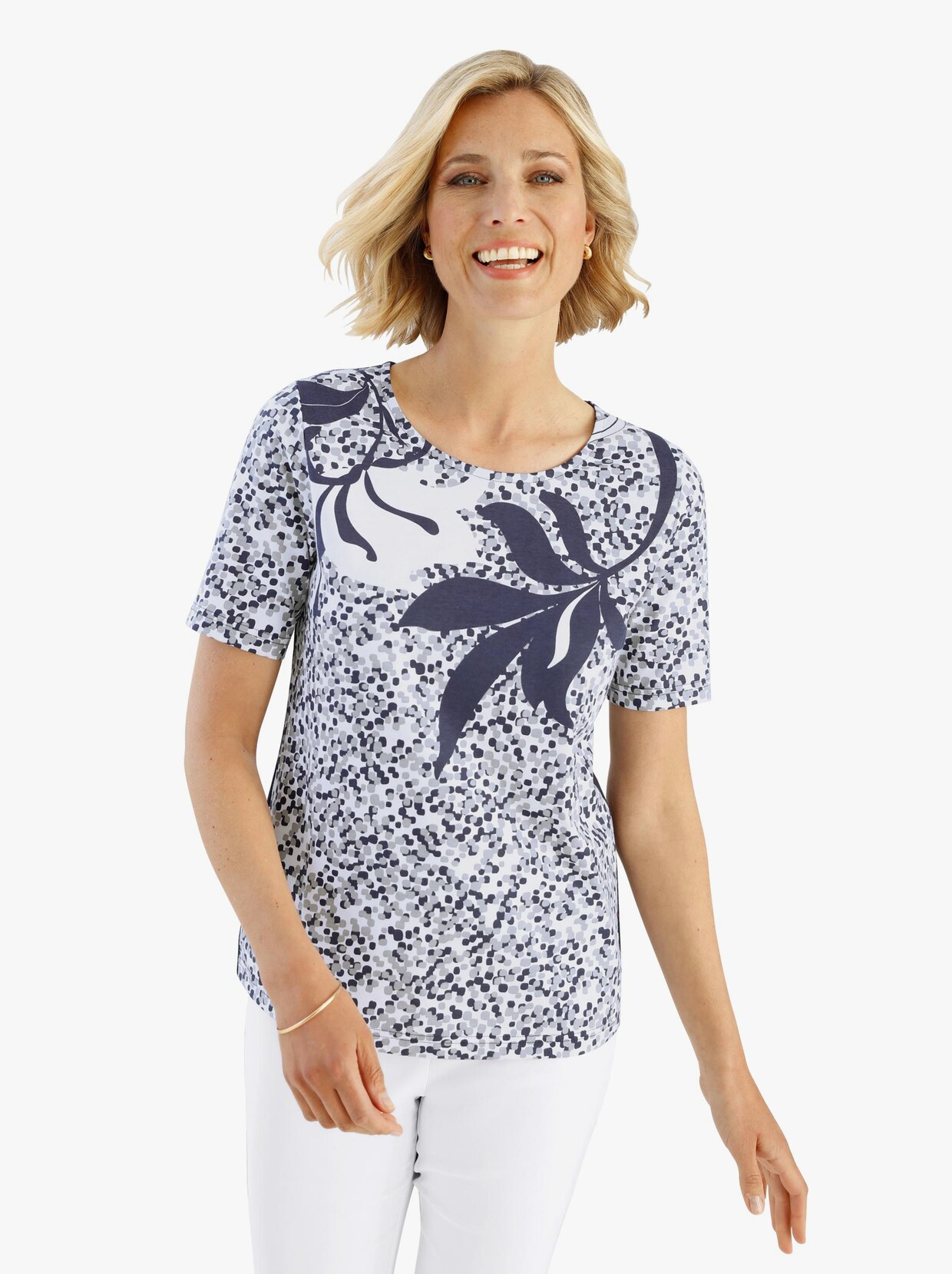 Shirt met korte mouwen - wit/nachtblauw bedrukt