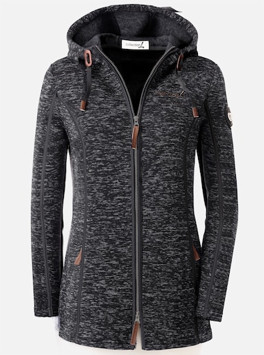 Kapuzenfleecejacke - schwarz-meliert