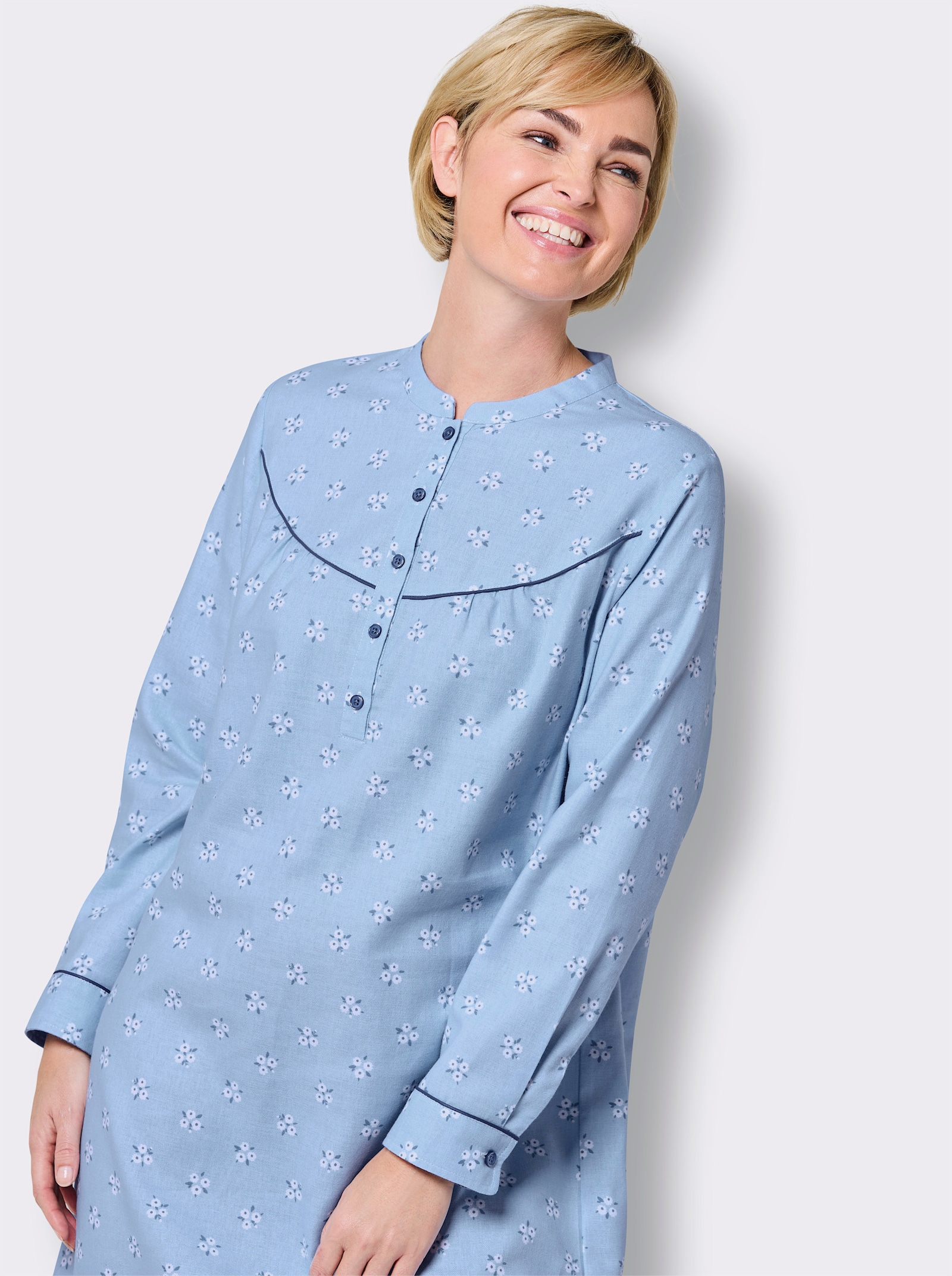 wäschepur Nachthemd im floralen Dessin - eisblau-bedruckt