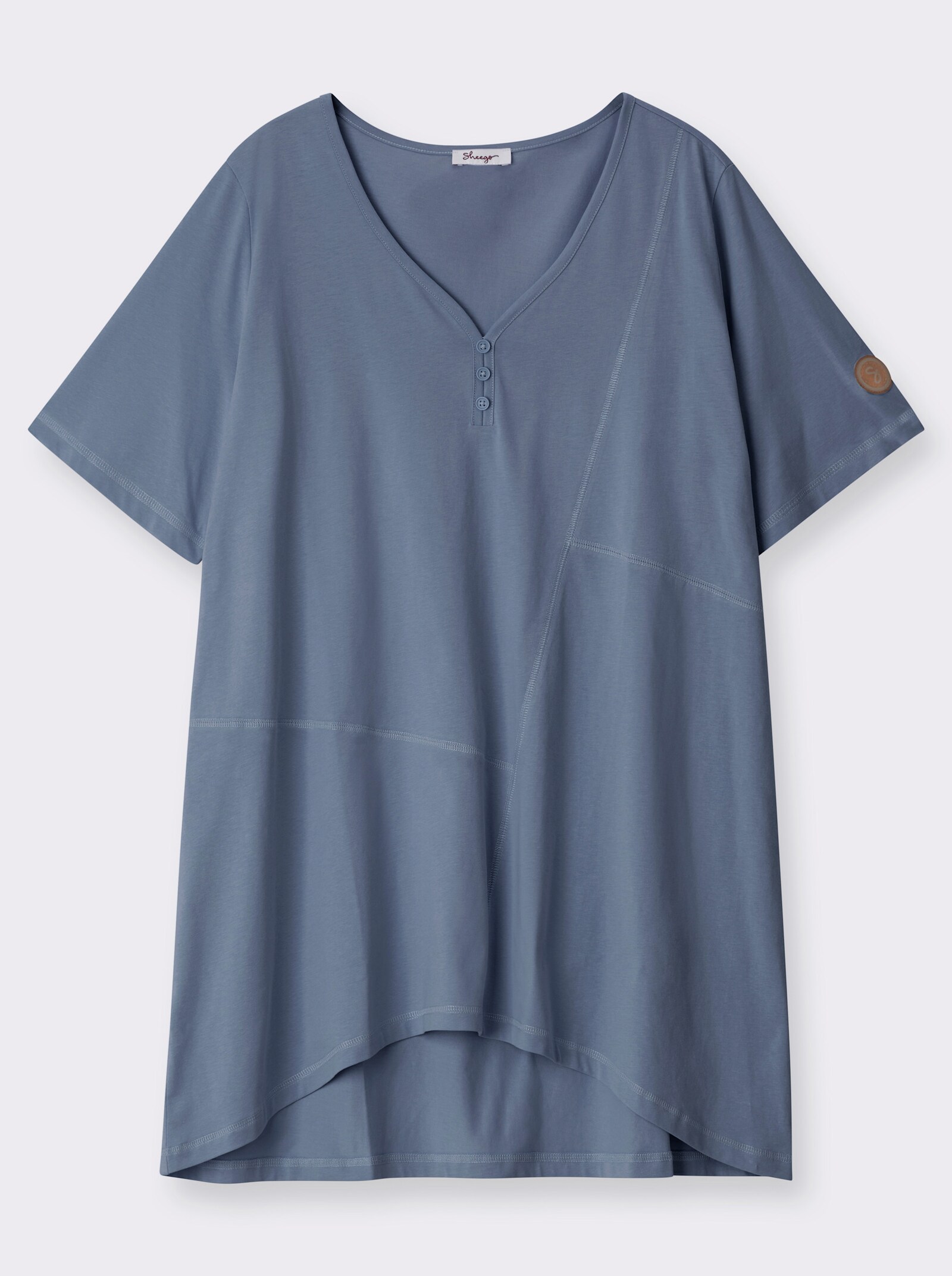 sheego Longshirt mit gerundetem Saum - rauchblau