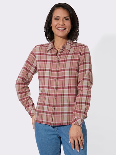 Flanellbluse im gewebten Karomuster - sesam-rosenholz-kariert