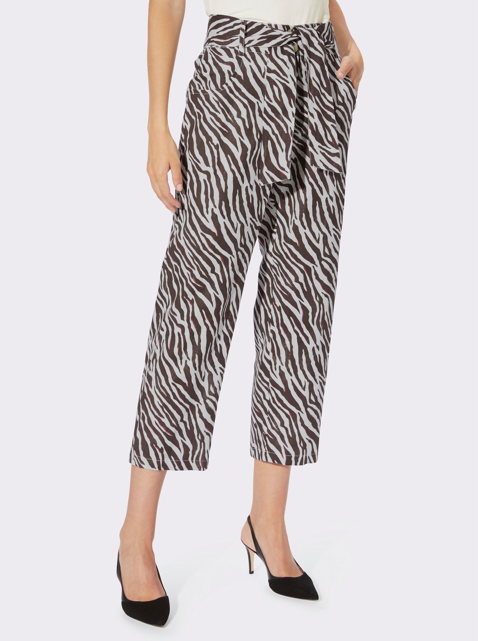 heine 7/8-Hose mit Animal-Print allover - ecru-schoko-bedruckt