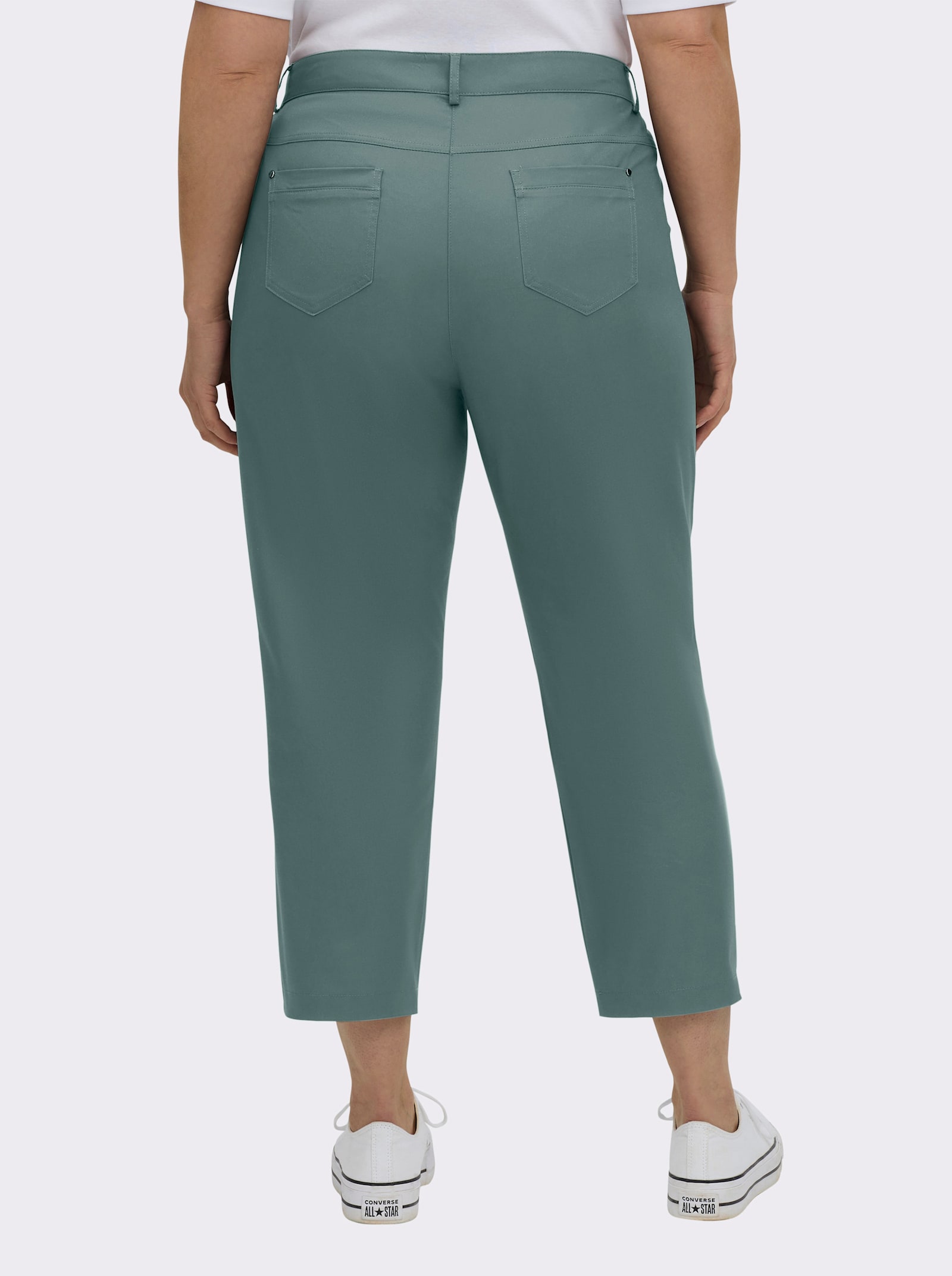 7/8-Jeans mit optisch streckenden Nähten - jadegrün