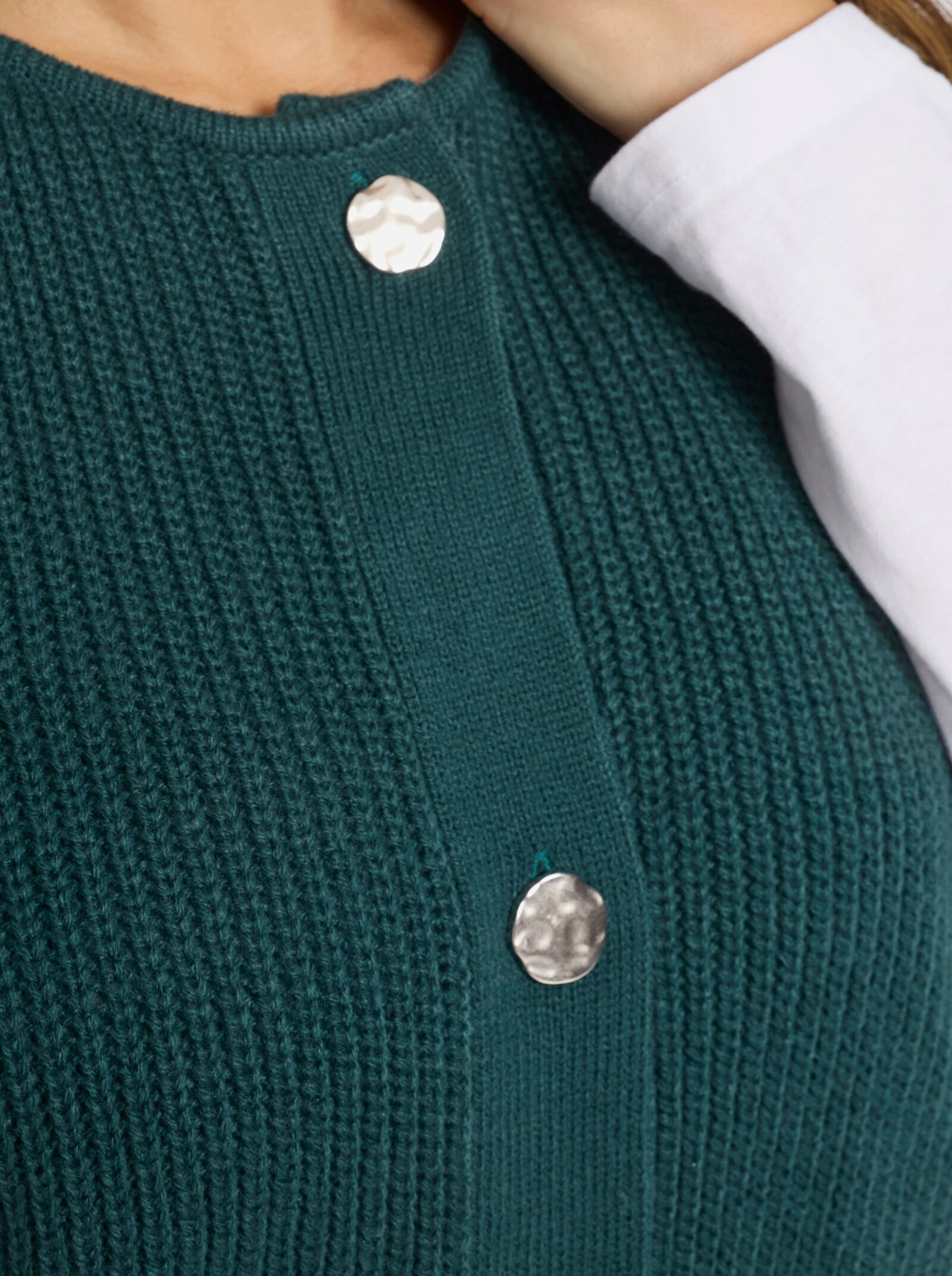 Strickweste in verkürzter Form - petrol