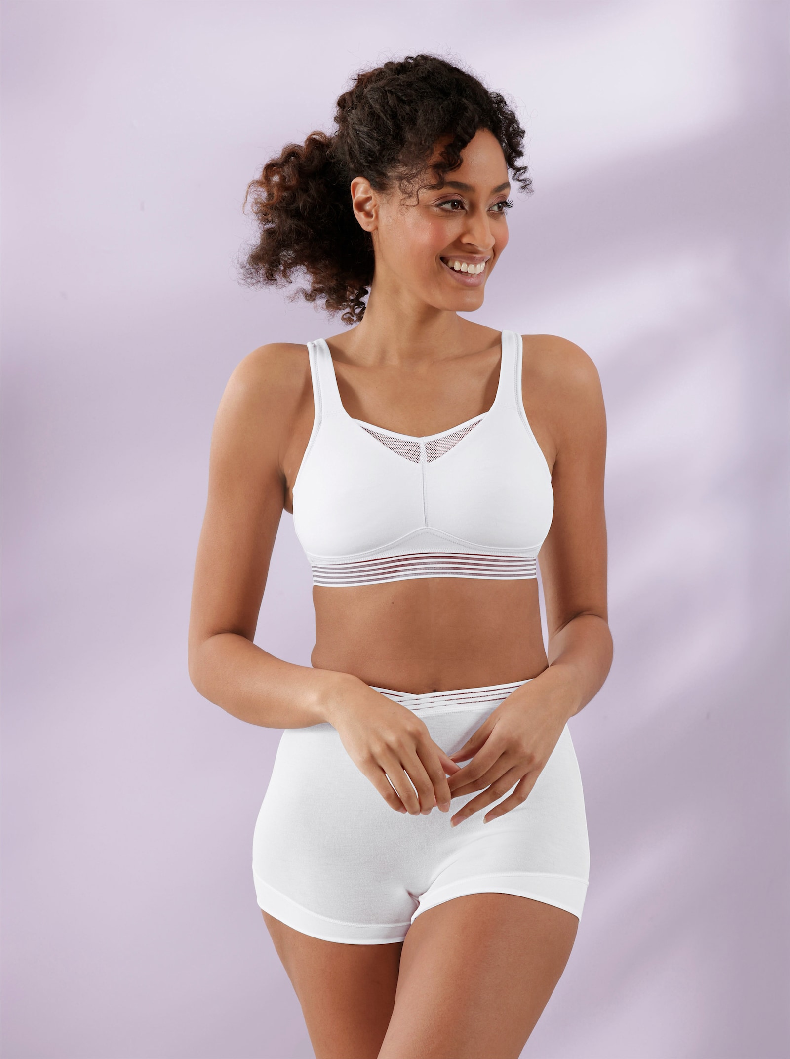 wäschepur Soutien-gorge portif sans armatures avec empiècement en maille - blanc
