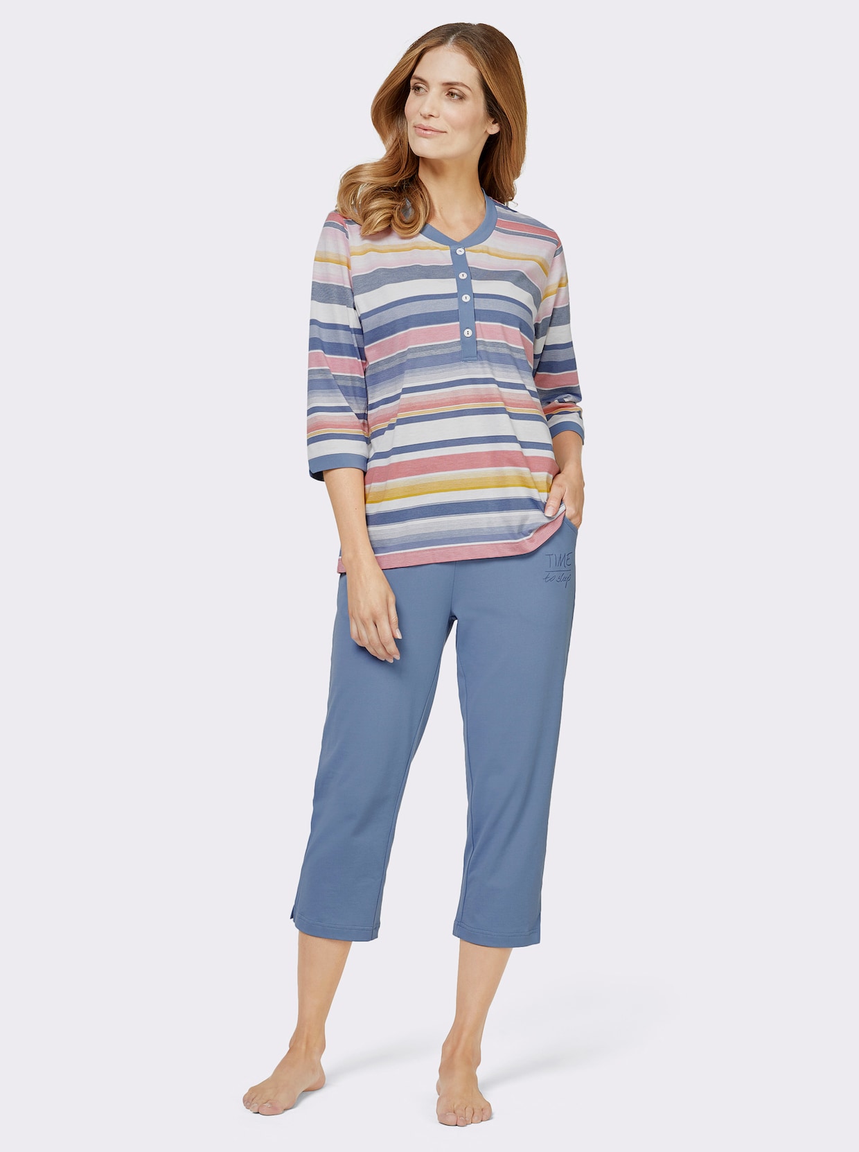 Hajo Pyjama - jeansblauw gestreept