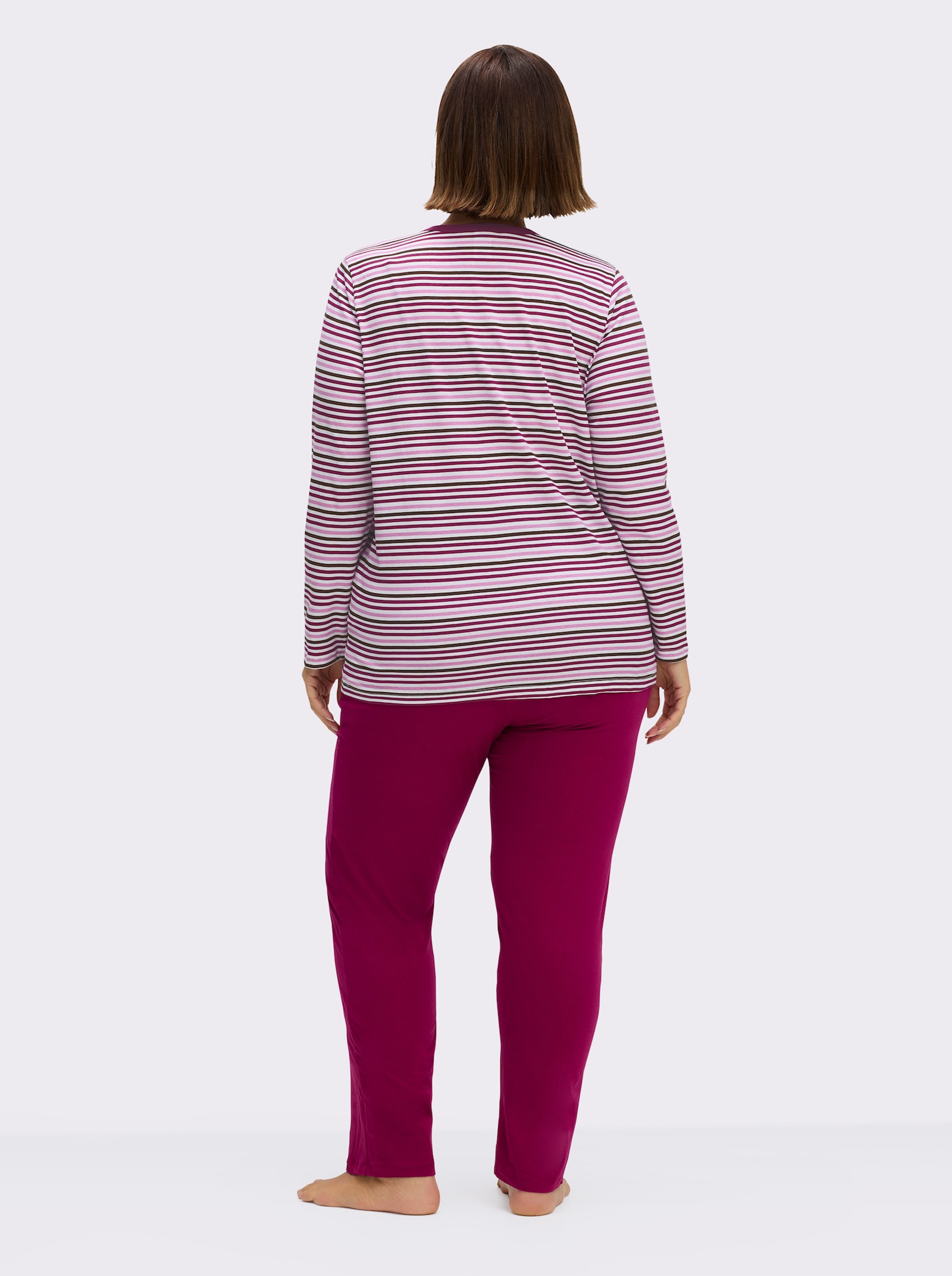 wäschepur Schlafanzüge aus reiner Baumwolle - malve+ malve-geringelt