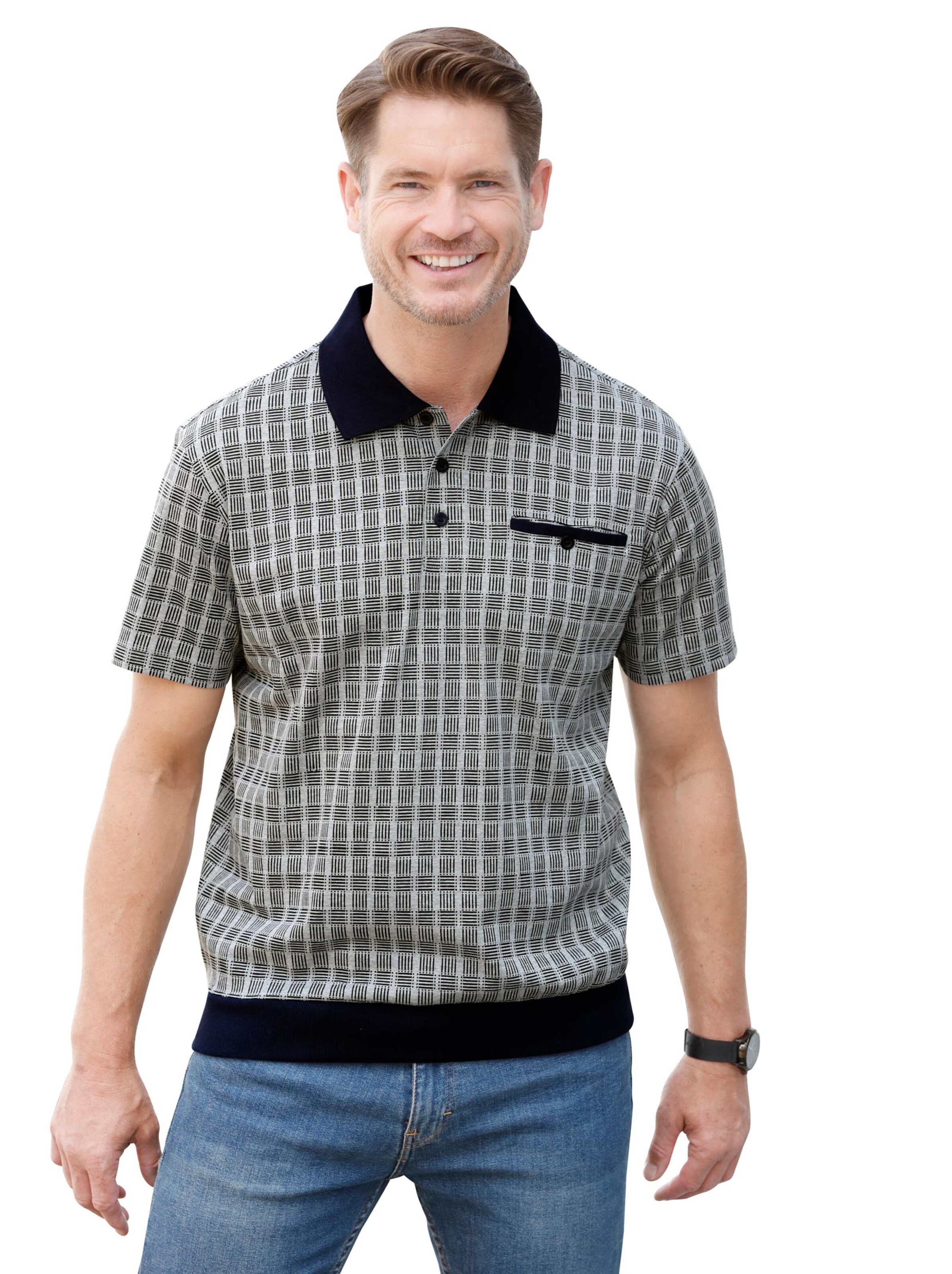 Poloshirt - blau-gemustert