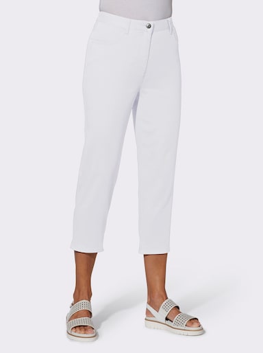 7/8-Jeans mit Schmuckknöpfen - weiß