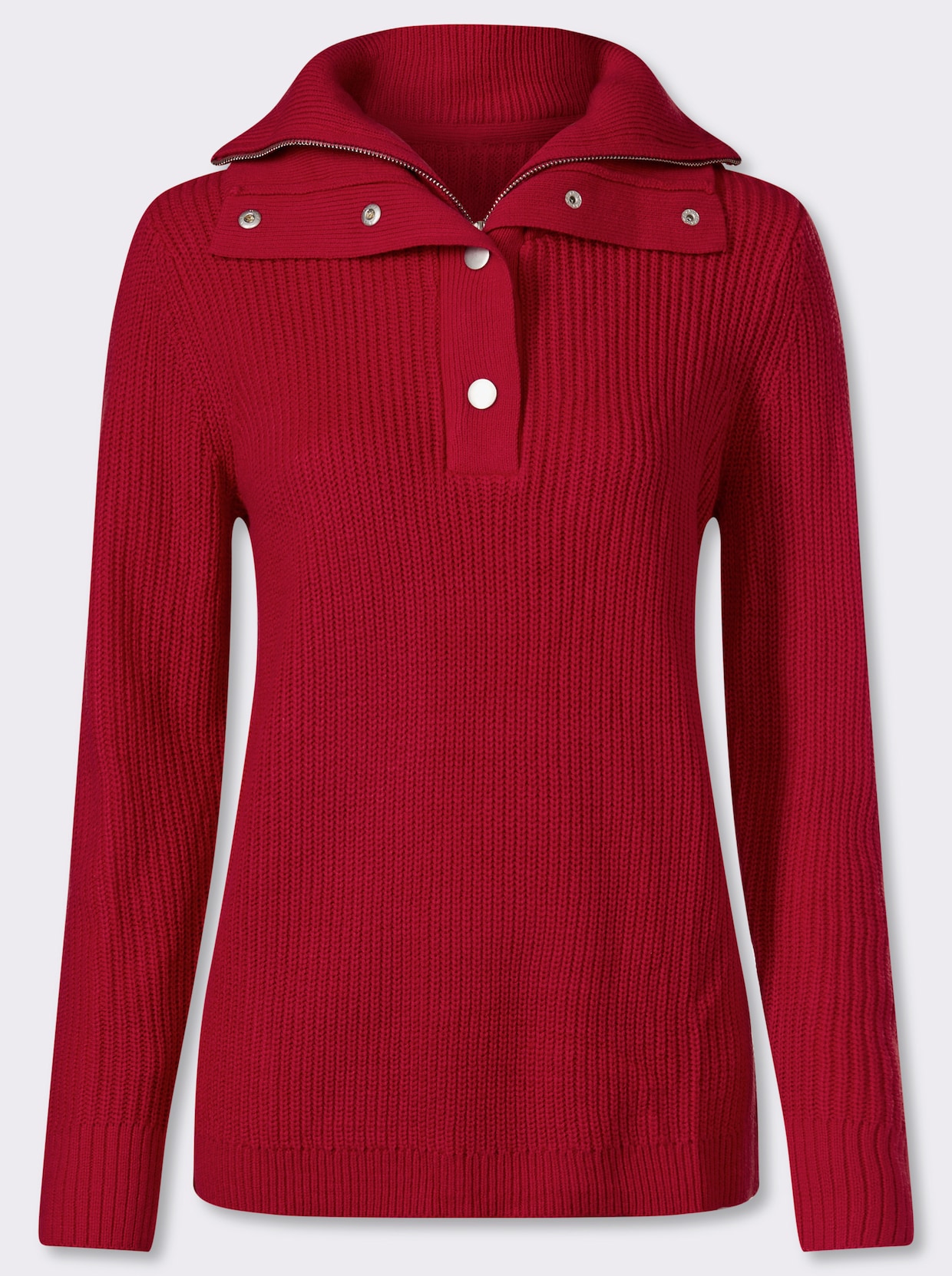 Schipperstrui met dubbele kraag - rood