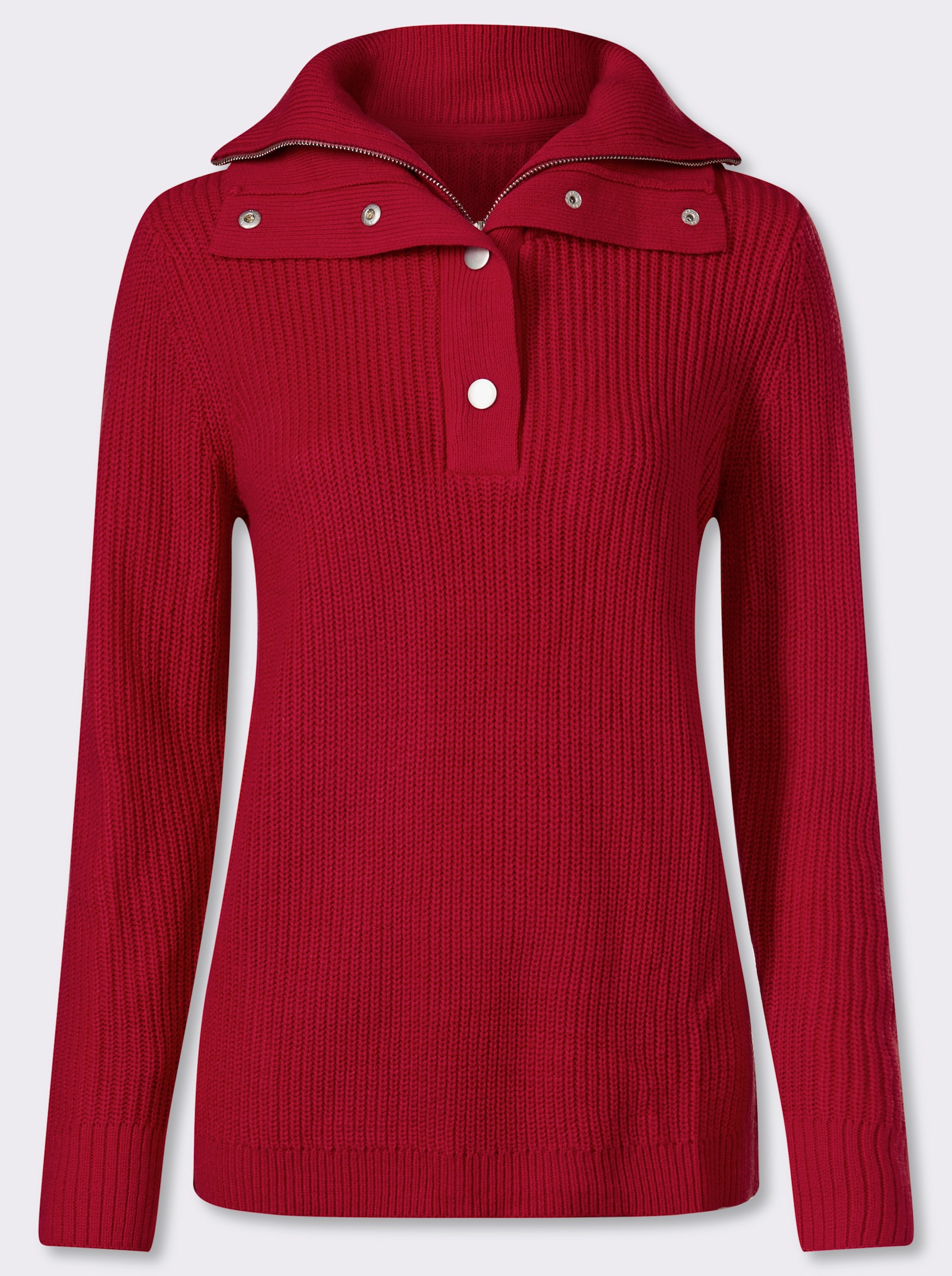 Schipperstrui met dubbele kraag - rood
