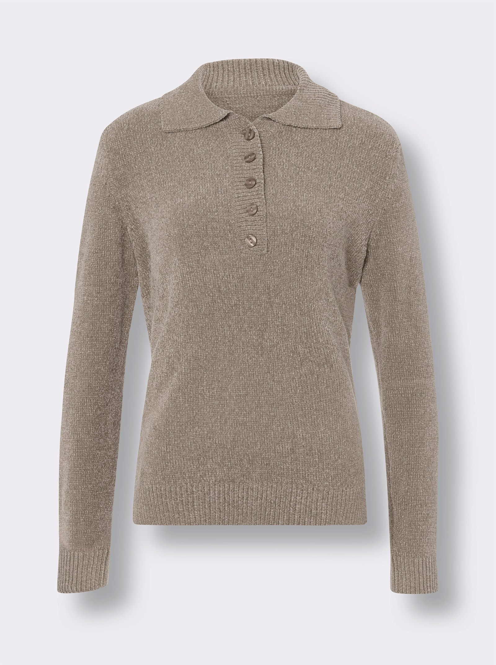 Polopullover aus Chenillegarn - sesam