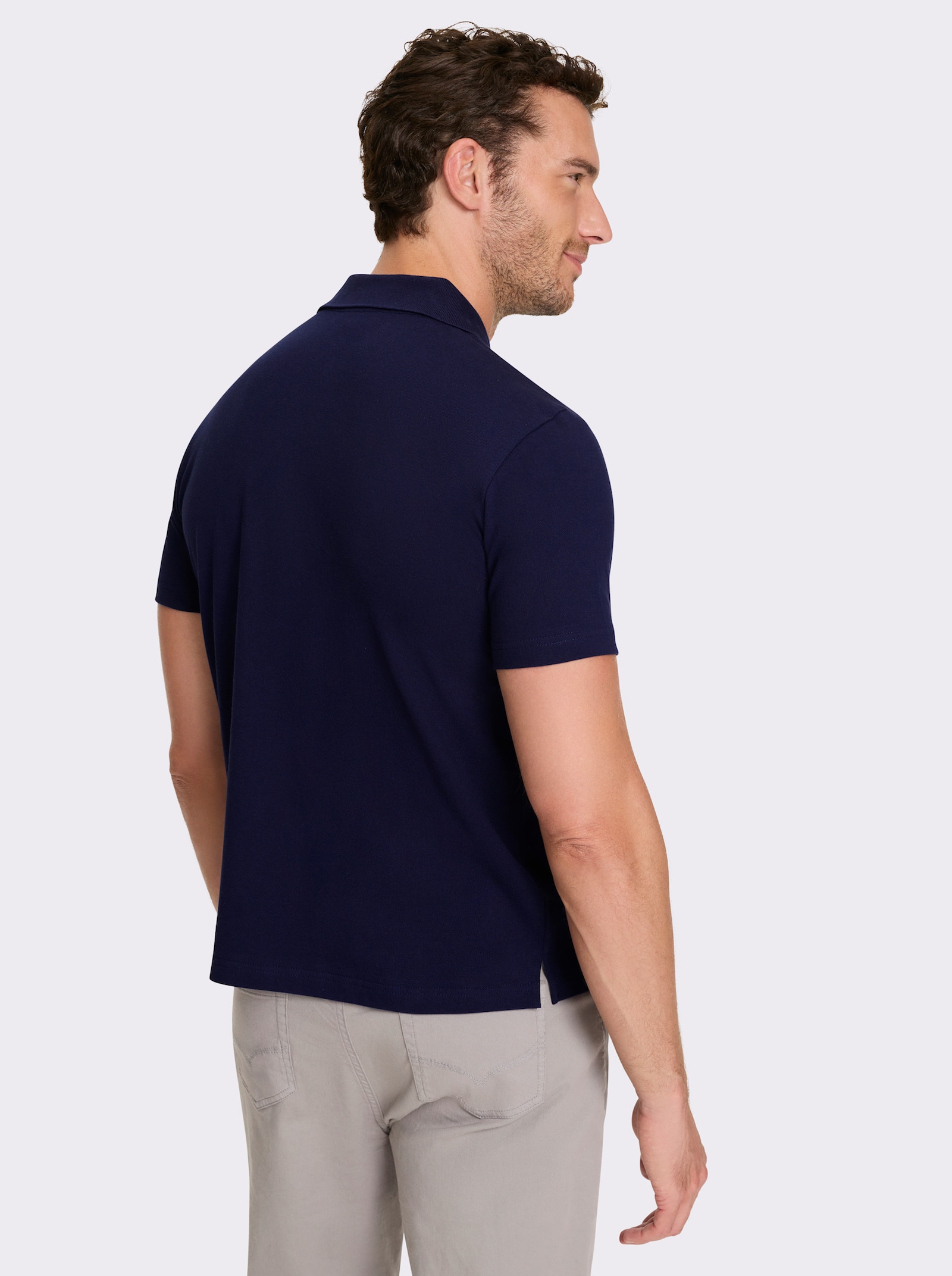 Catamaran Kurzarmshirt in Pikee-Qualität, Baumwolle - marine