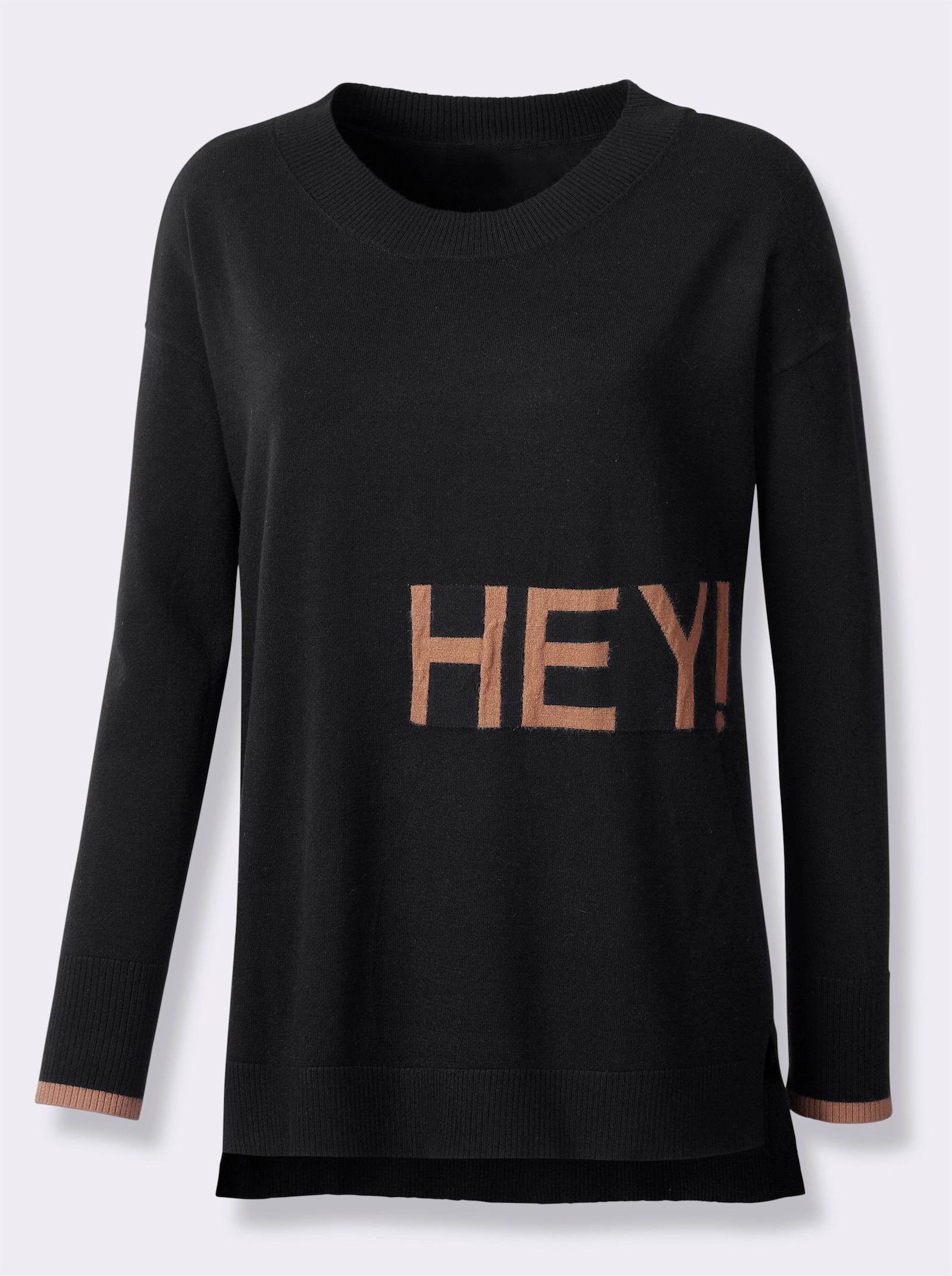 heine Feinstrickpullover mit Schriftzug - schwarz